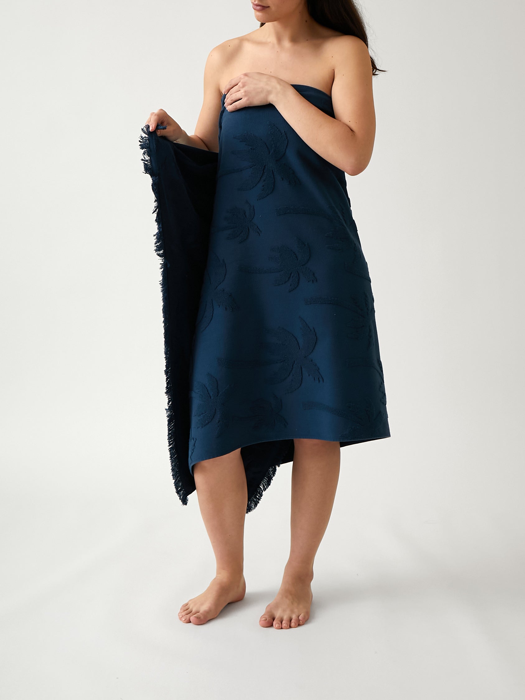Palm Tree Beach Towel | Navy-2