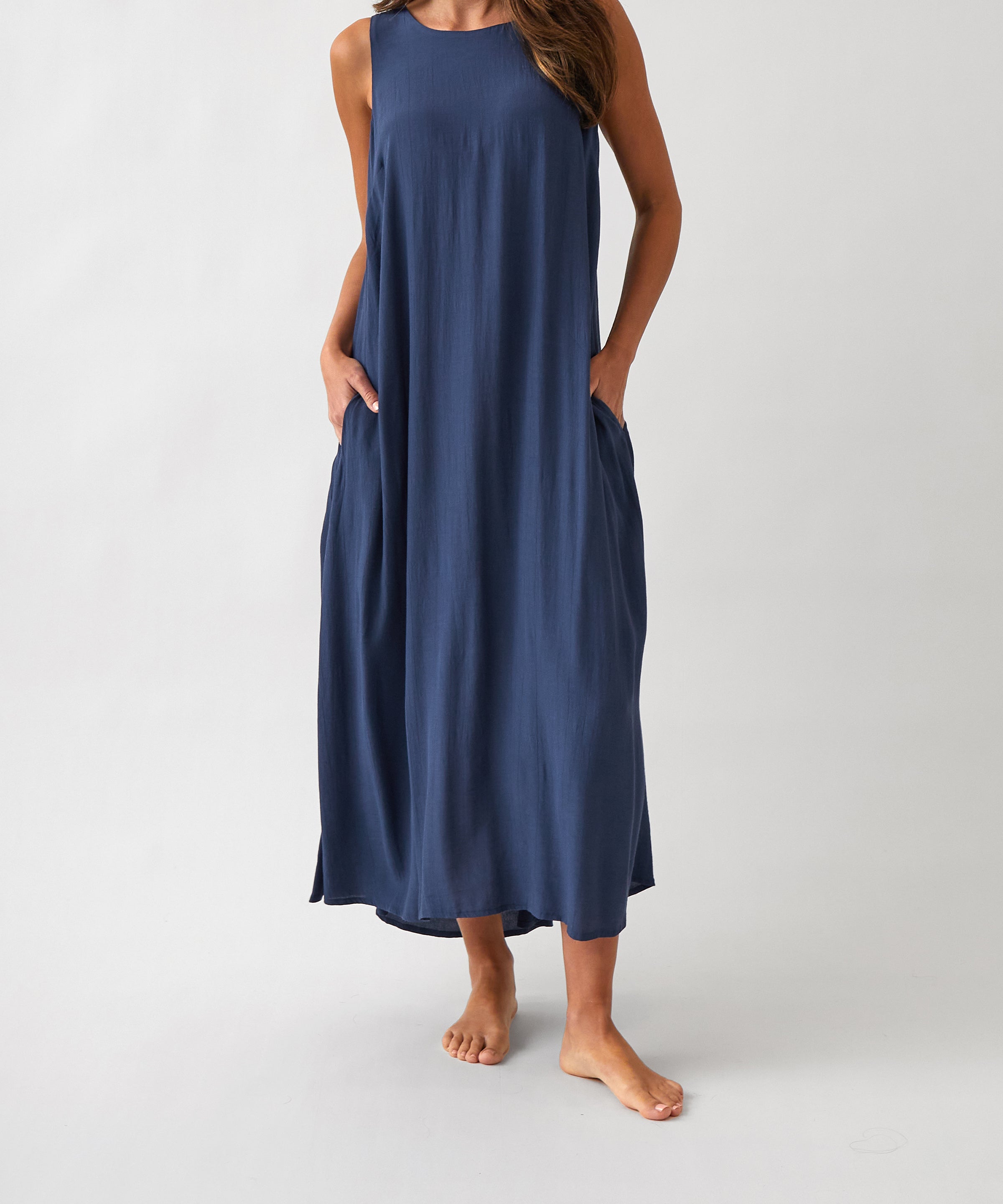 Palmero Rayon Dress | Navy-1