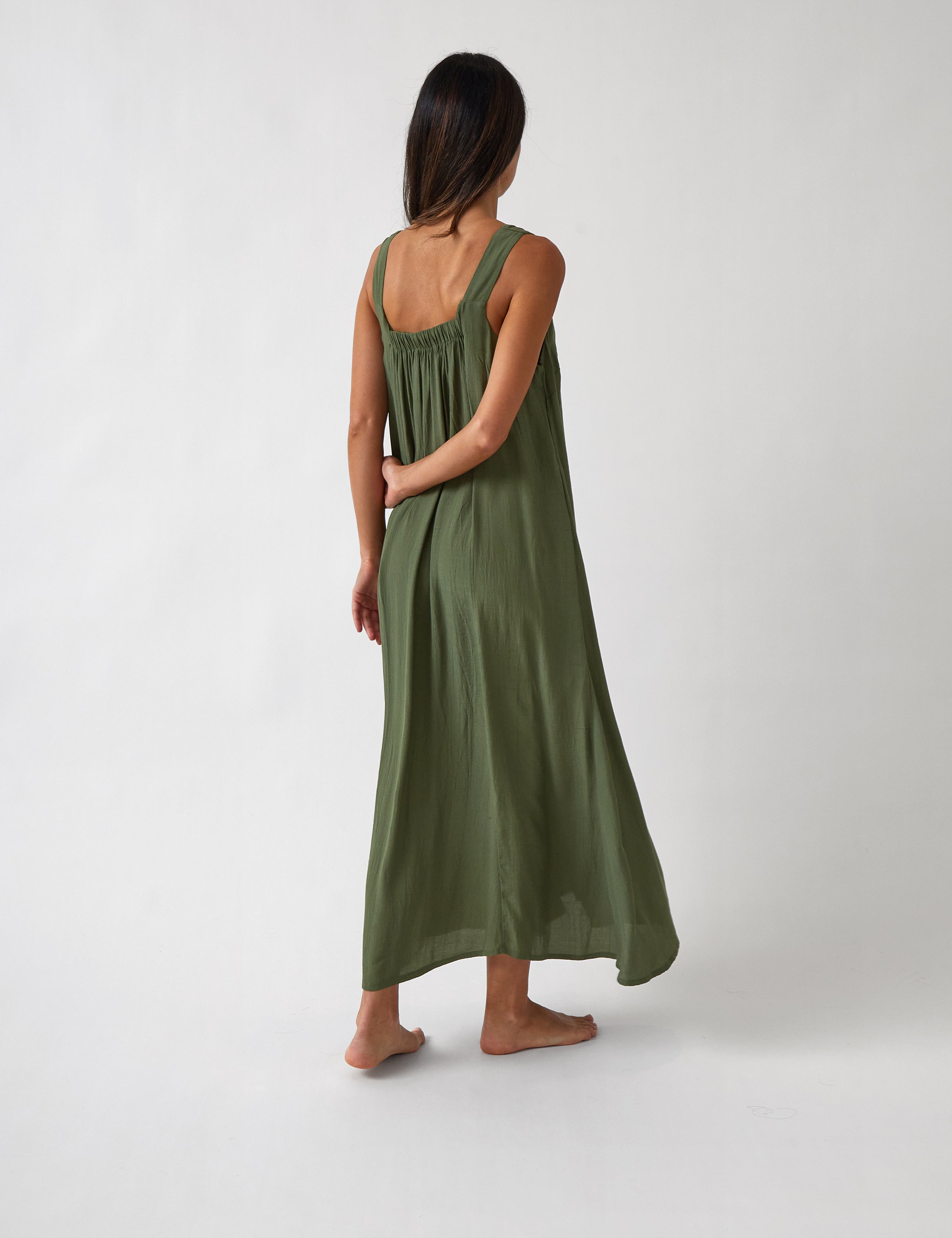 Palmero Rayon Dress | Olive-4