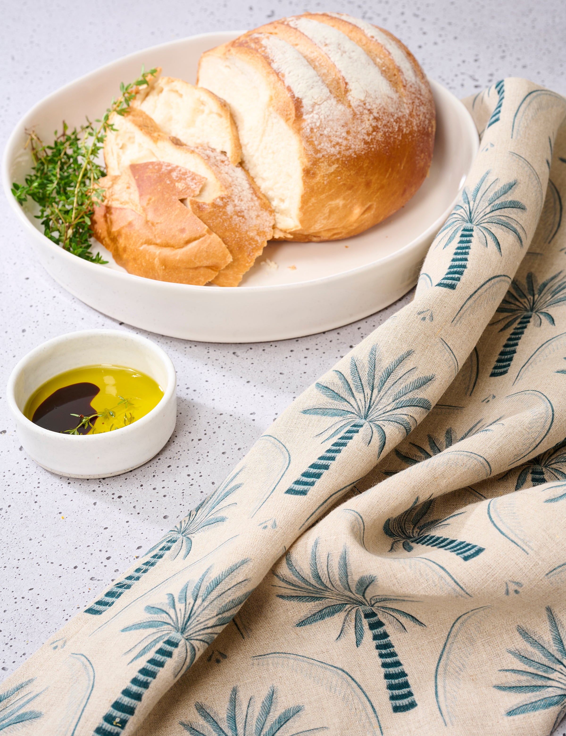 Palmetto Linen Tea Towel | Blue Natural-2