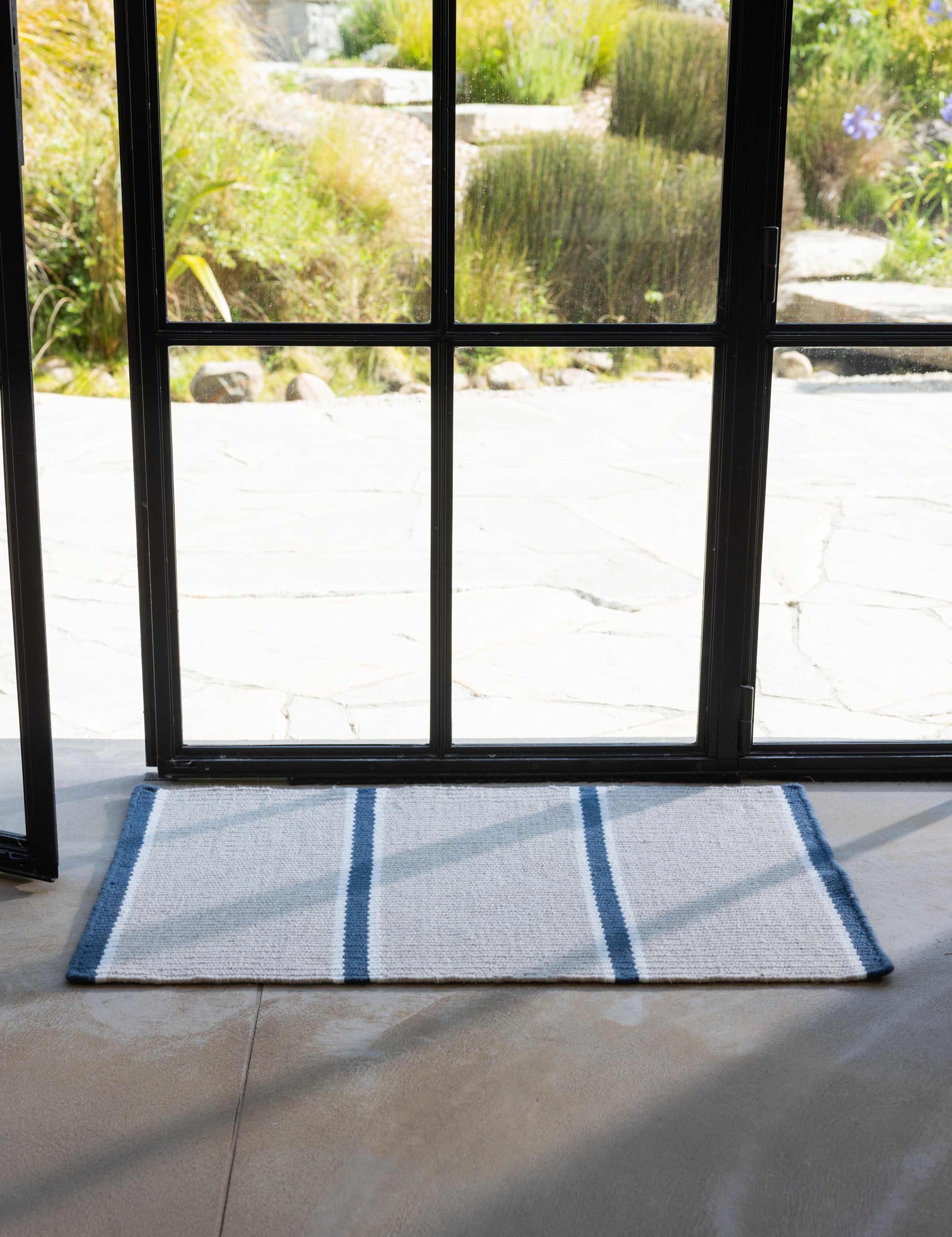Patio Door Mat | Blue Stripe-2