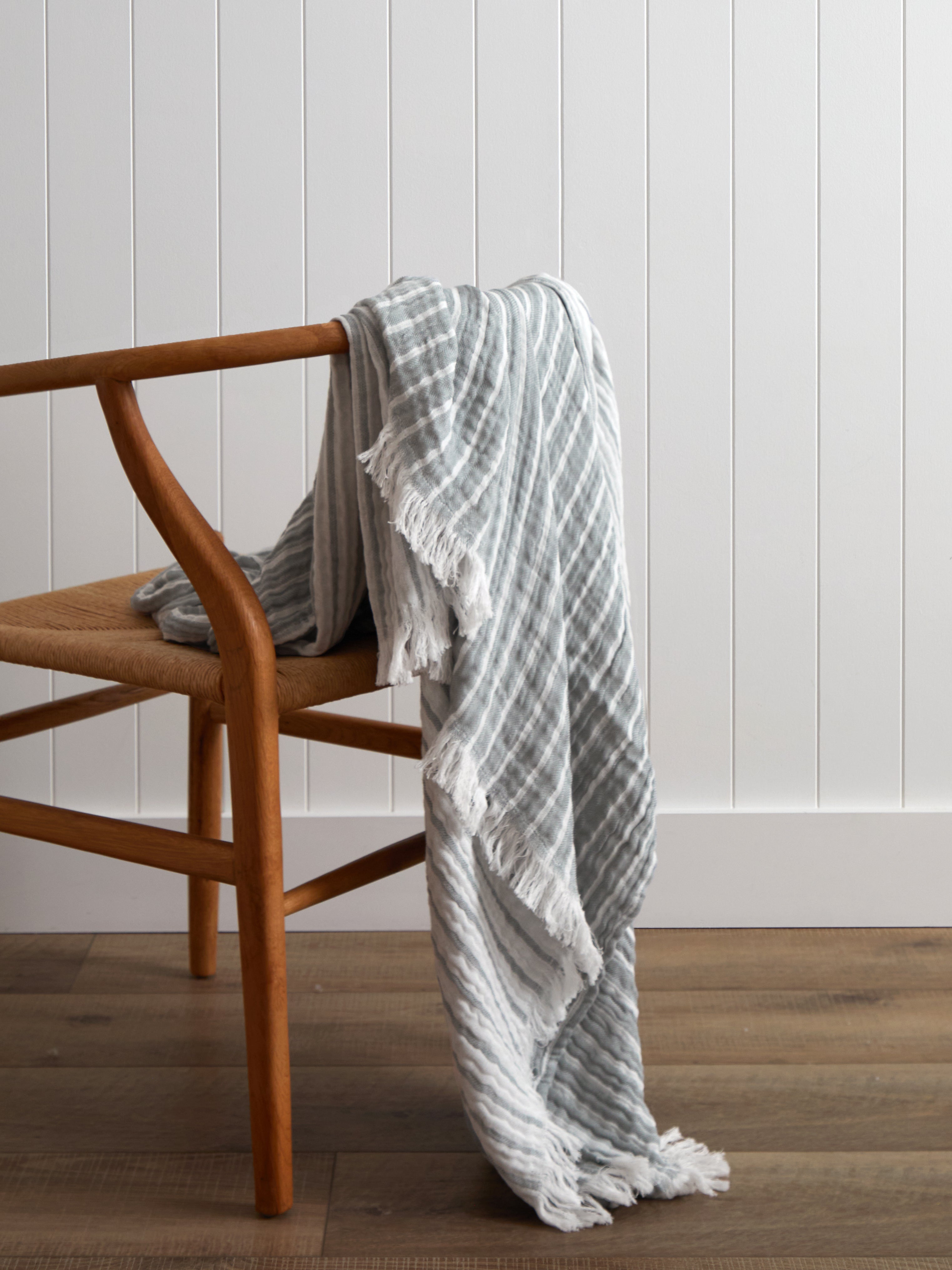 Peninsula Muslin Blanket | Blue Stripe-1