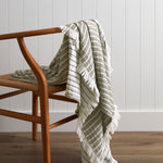 Peninsula Muslin Blanket | Olive Stripe-1