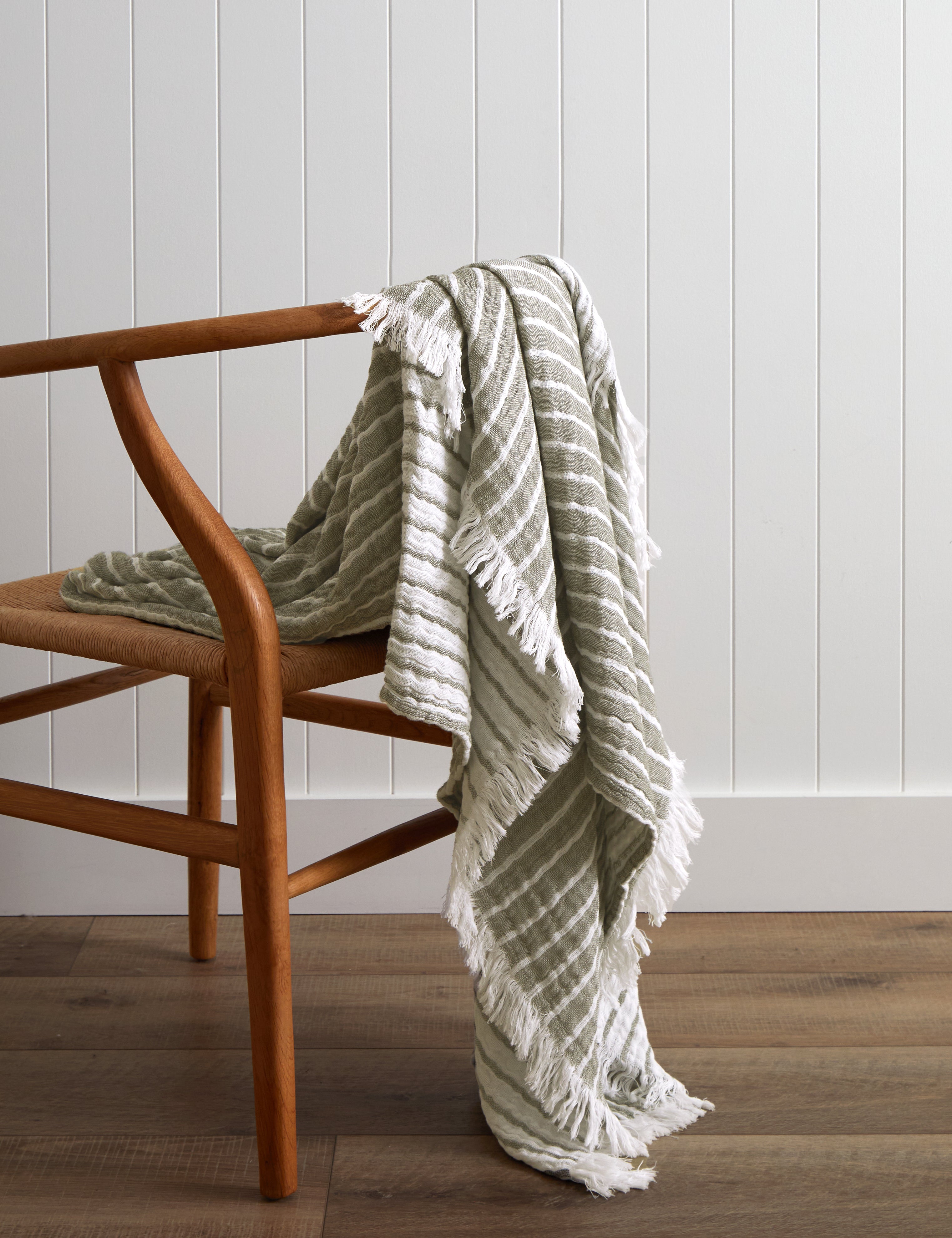 Peninsula Muslin Blanket | Olive Stripe-1