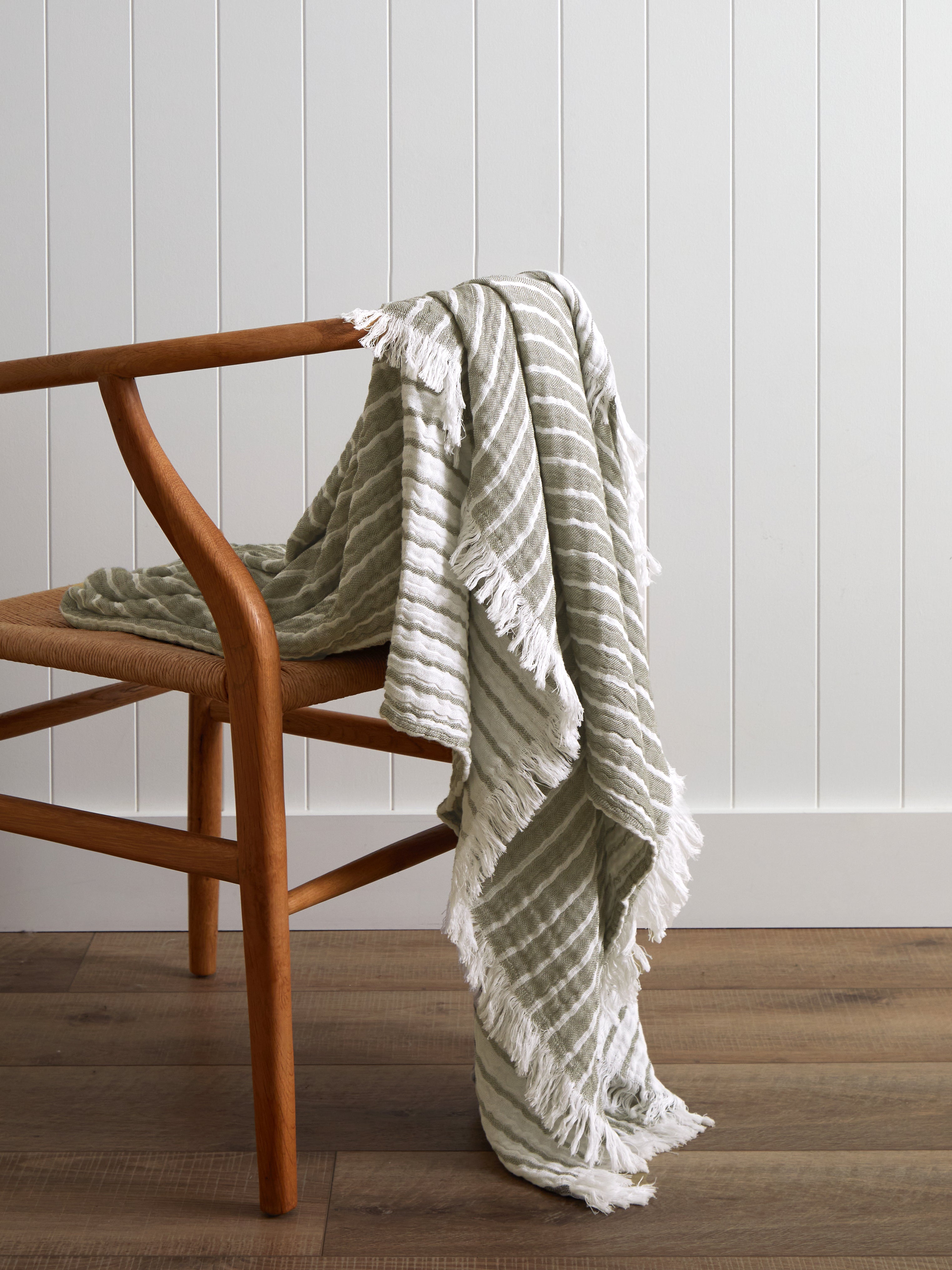 Peninsula Muslin Blanket | Olive Stripe-1
