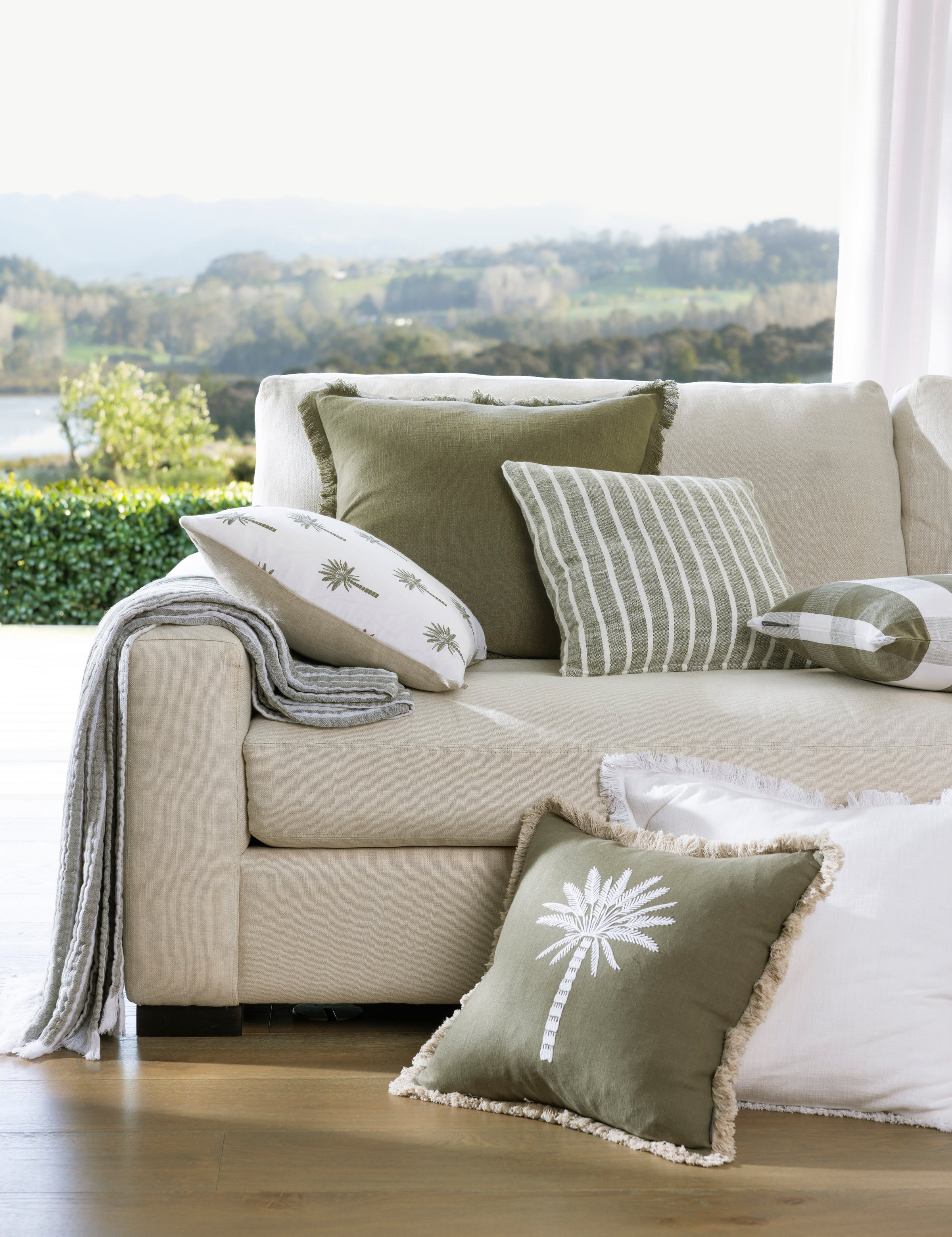 Peninsula Muslin Blanket | Olive Stripe-2