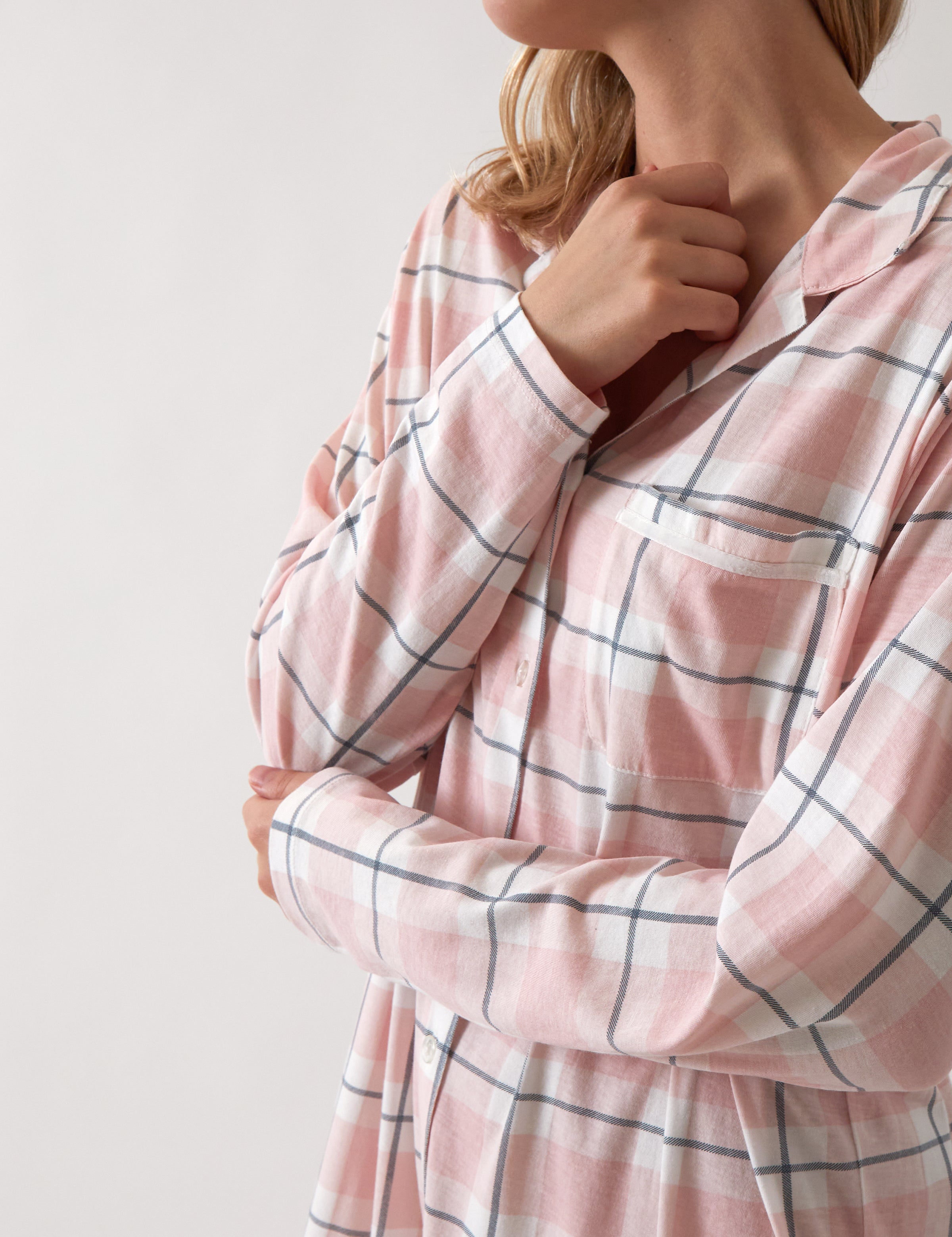 Penny Organic Cotton Knit Nightshirt | Pink Gingham-2