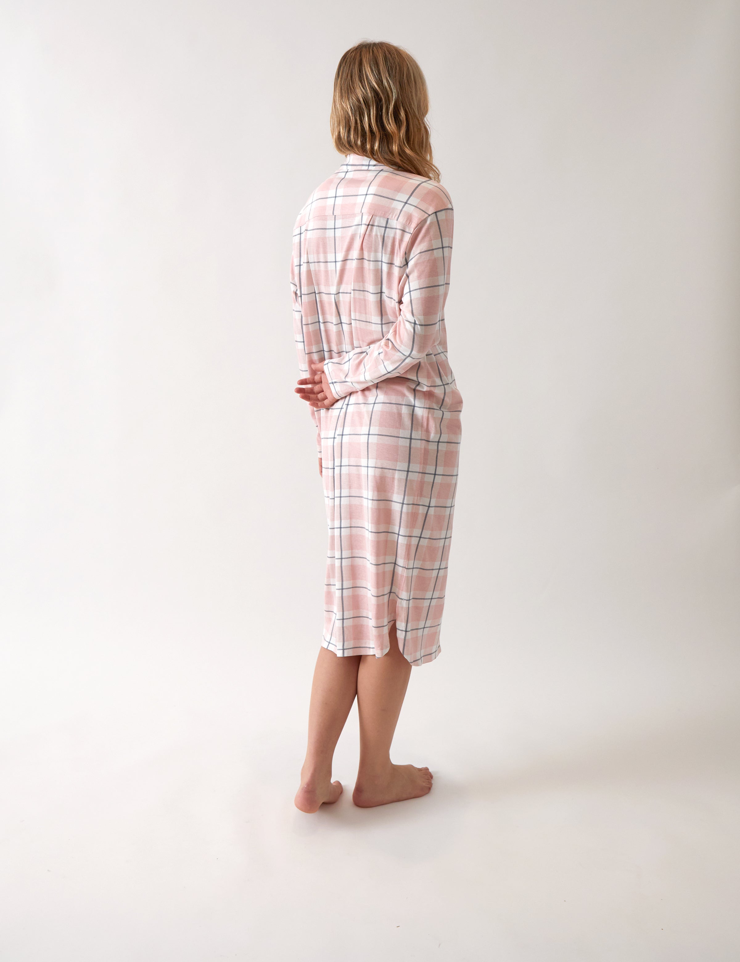 Penny Organic Cotton Knit Nightshirt | Pink Gingham-4