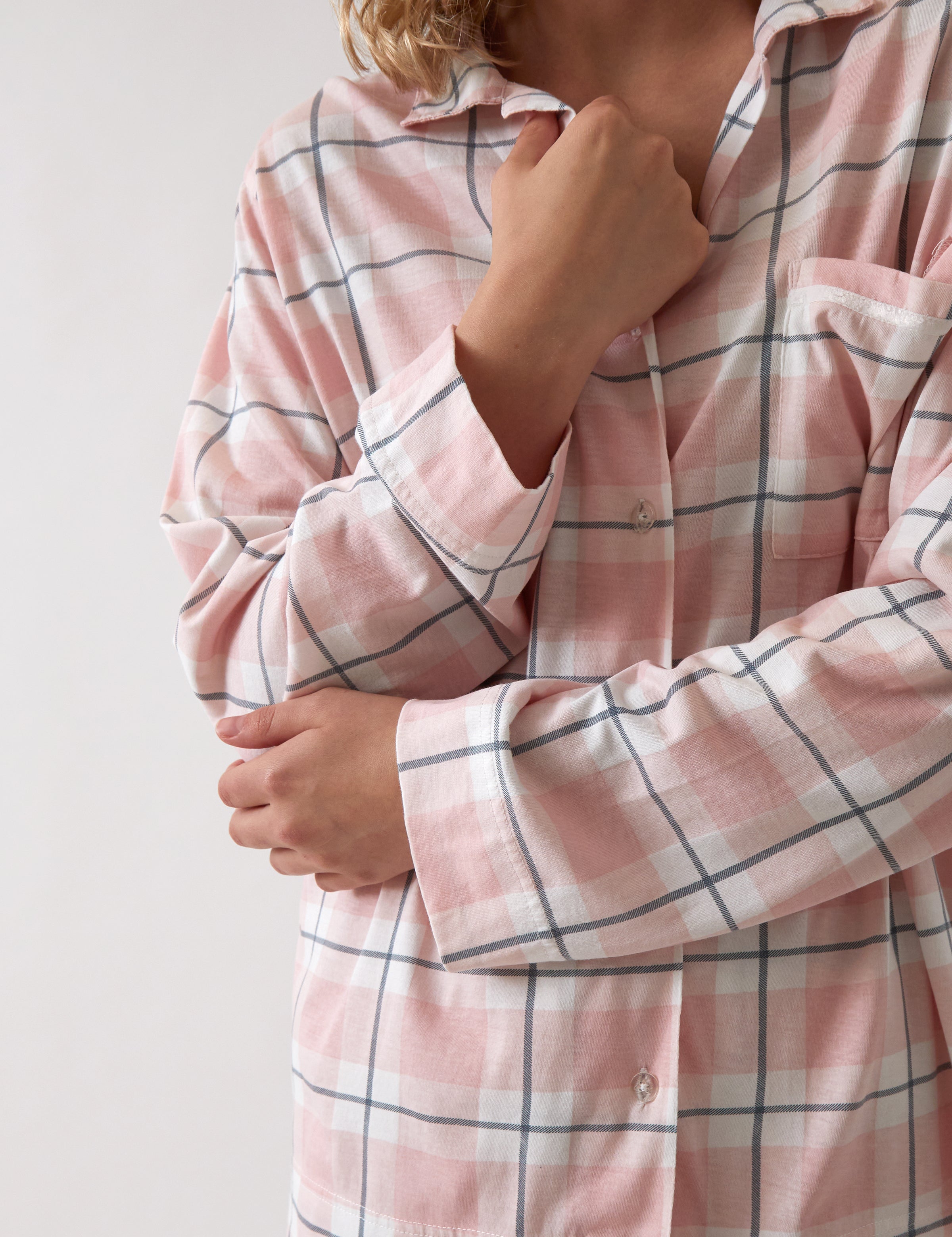 Penny Organic Cotton Knit PJ Shirt | Pink Gingham-2