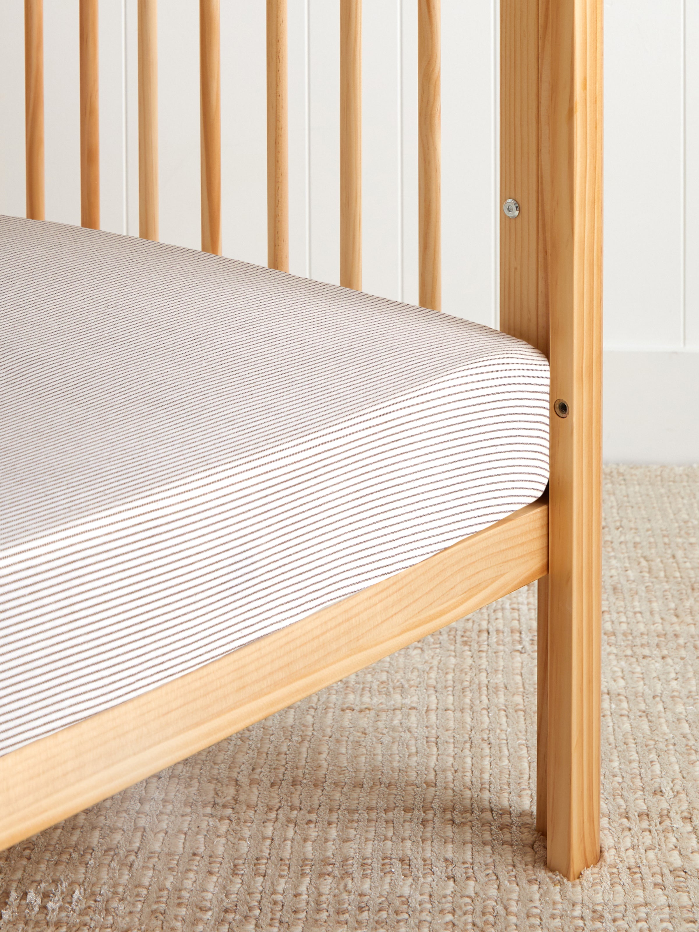 Pinnacle Flannel Cot Fitted Sheet | Cocoa Stripe-1