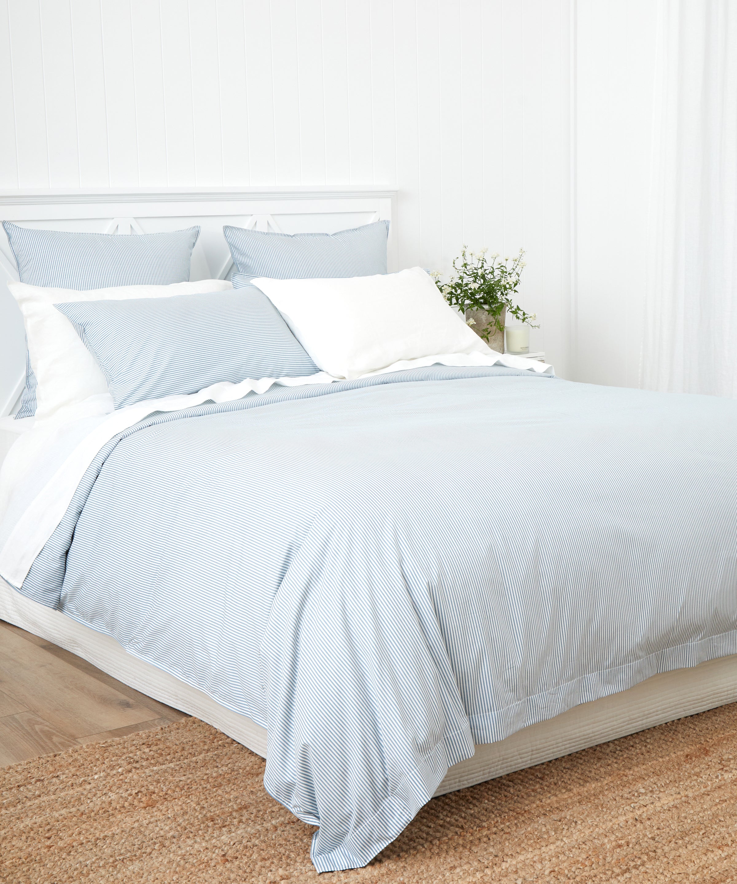 Purity Organic Cotton Duvet Cover Set | Blue Stripe-3