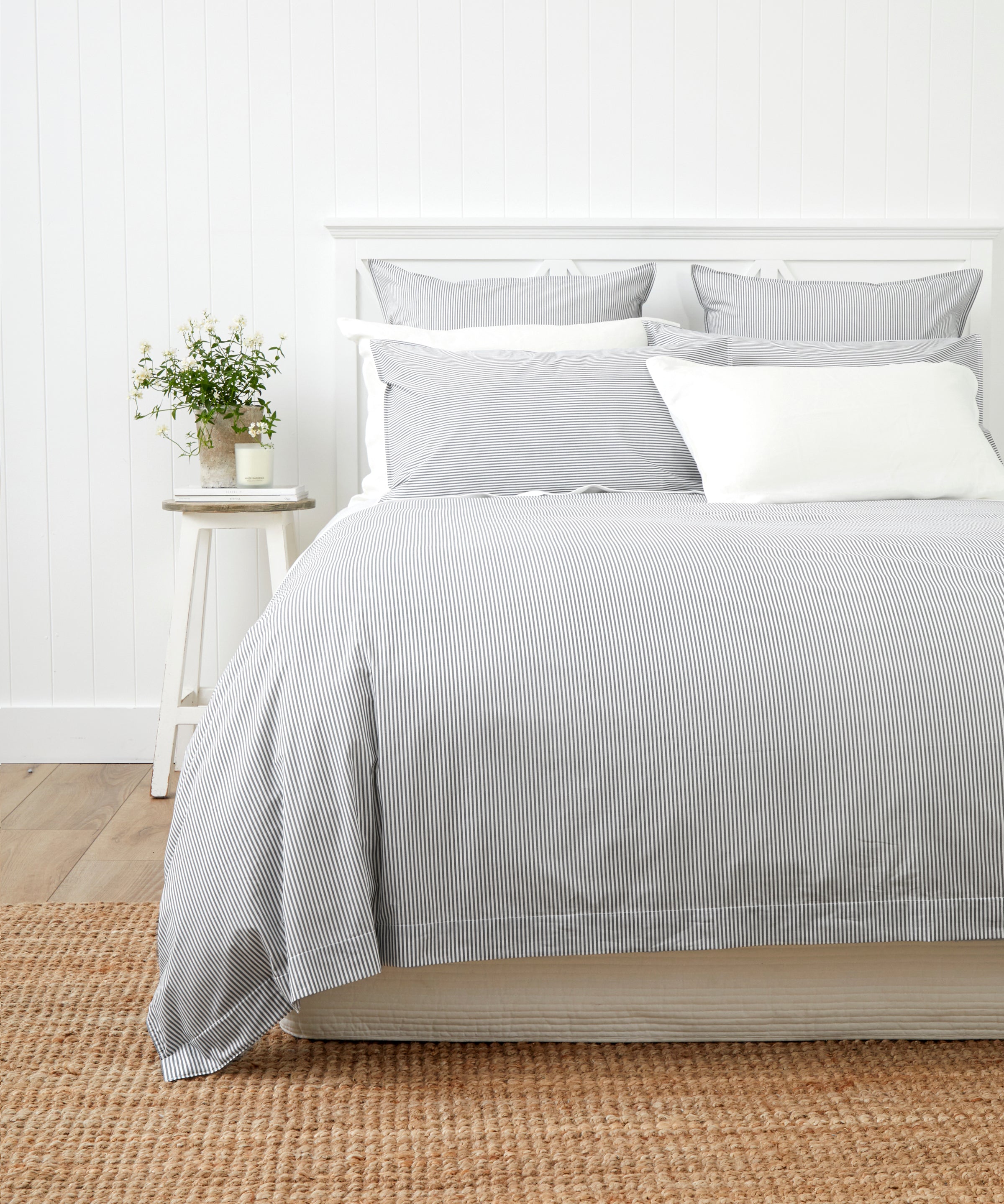Purity Organic Cotton Duvet Cover Set | Charcoal Stripe-1