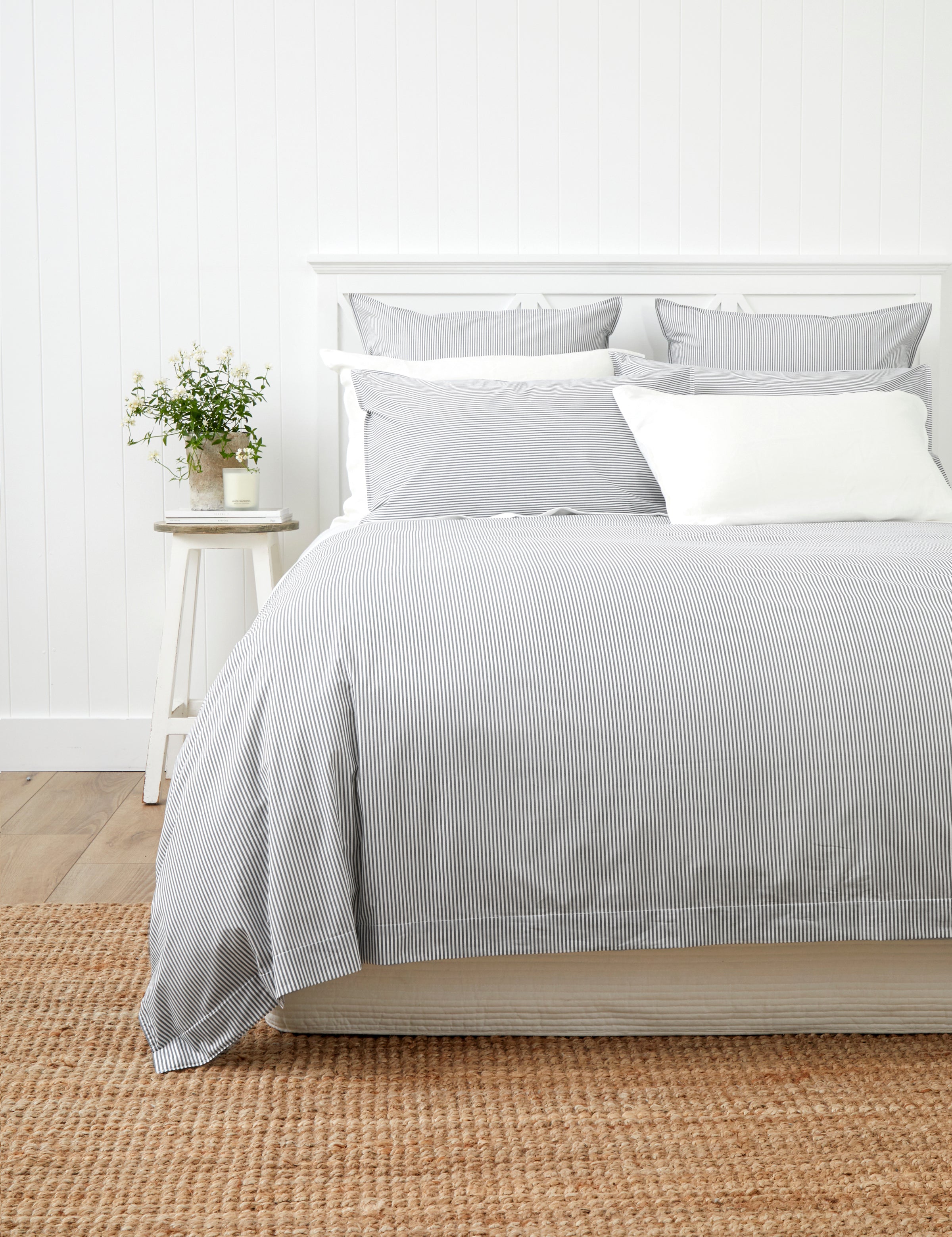 Purity Organic Cotton Duvet Cover Set | Charcoal Stripe-1