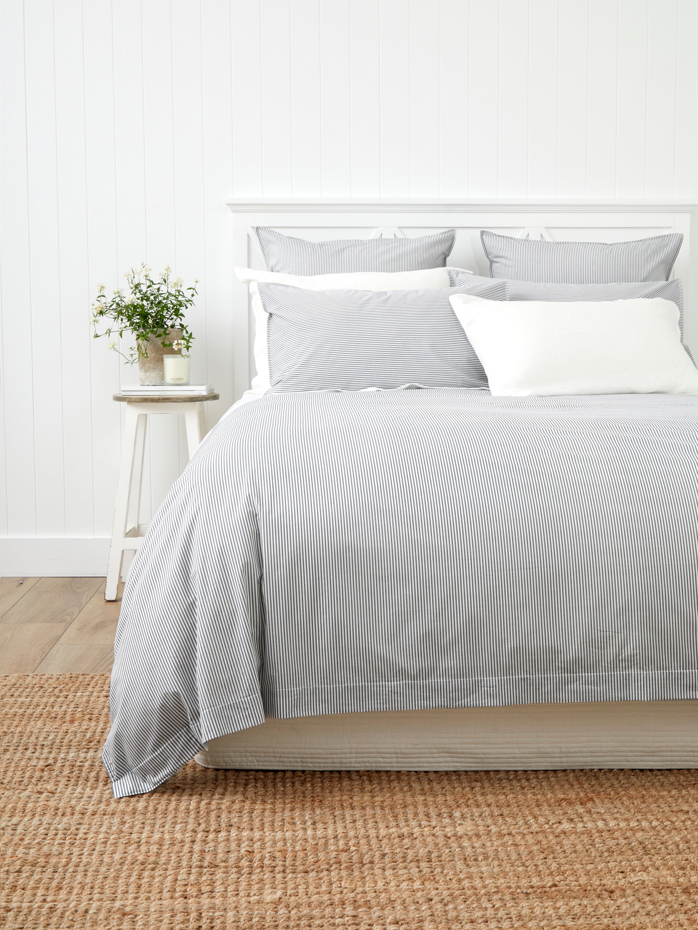 Purity Organic Cotton Duvet Cover Set | Charcoal Stripe-1