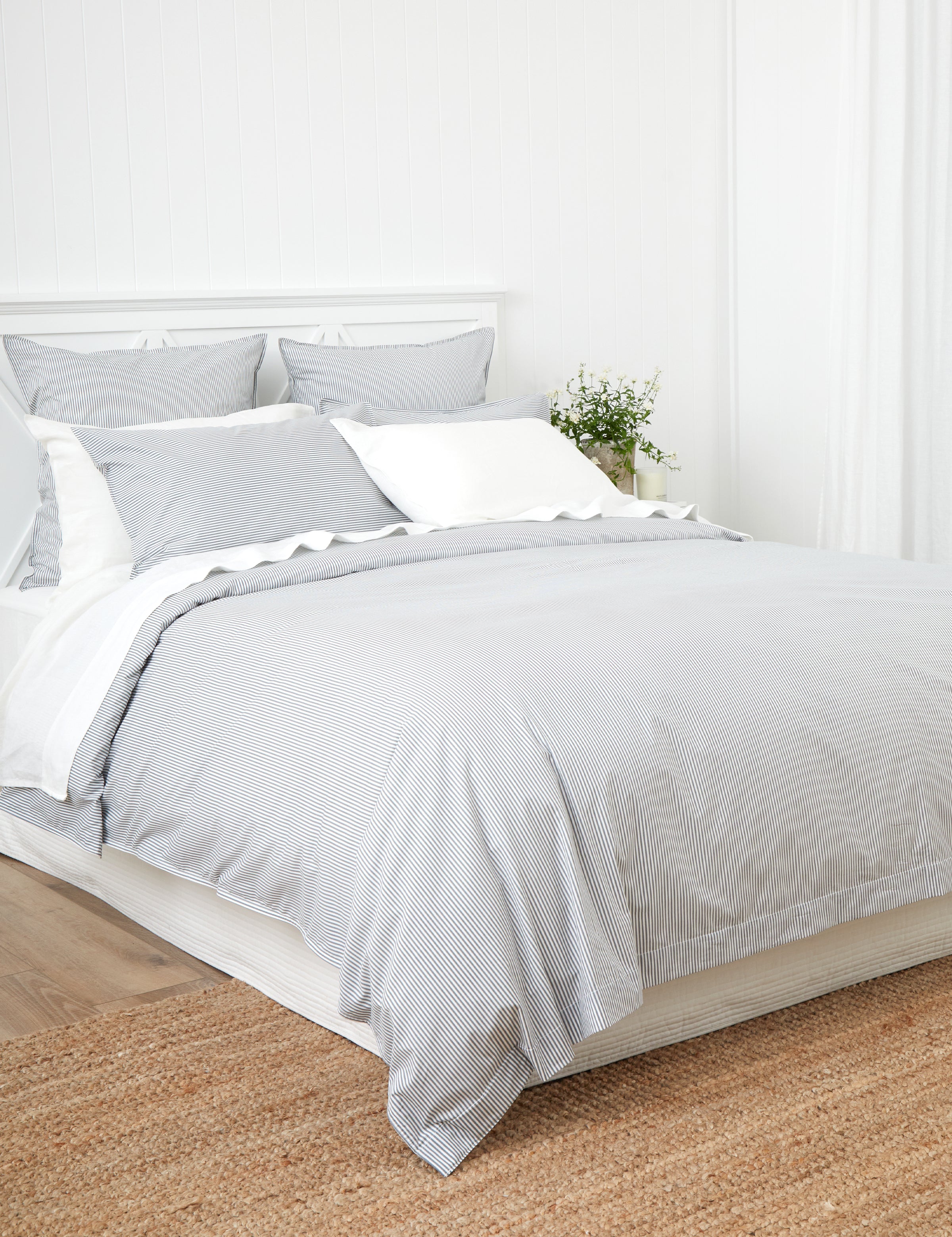 Purity Organic Cotton Duvet Cover Set | Charcoal Stripe-3