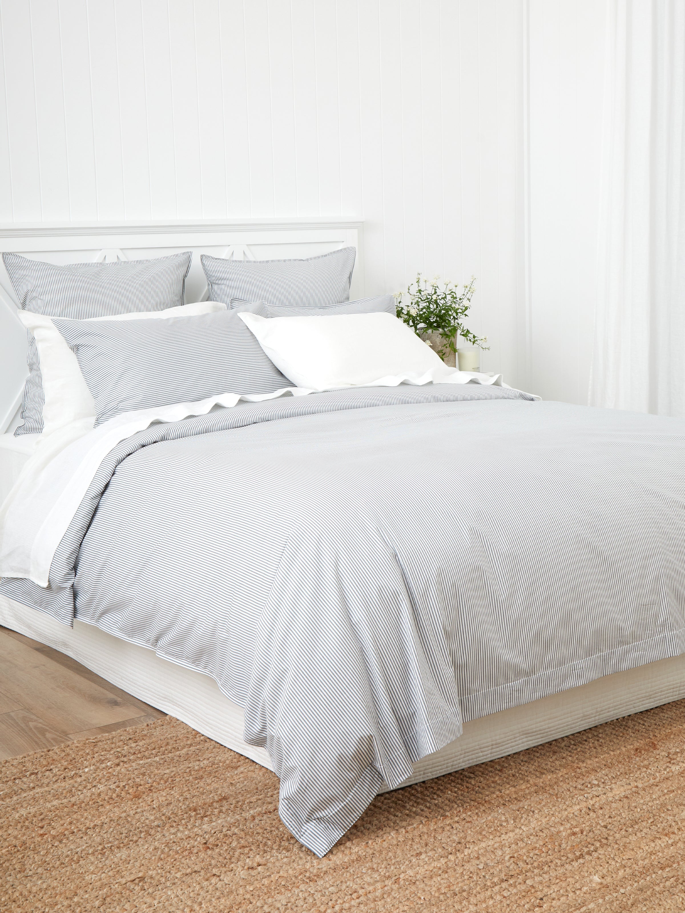 Purity Organic Cotton Duvet Cover Set | Charcoal Stripe-3