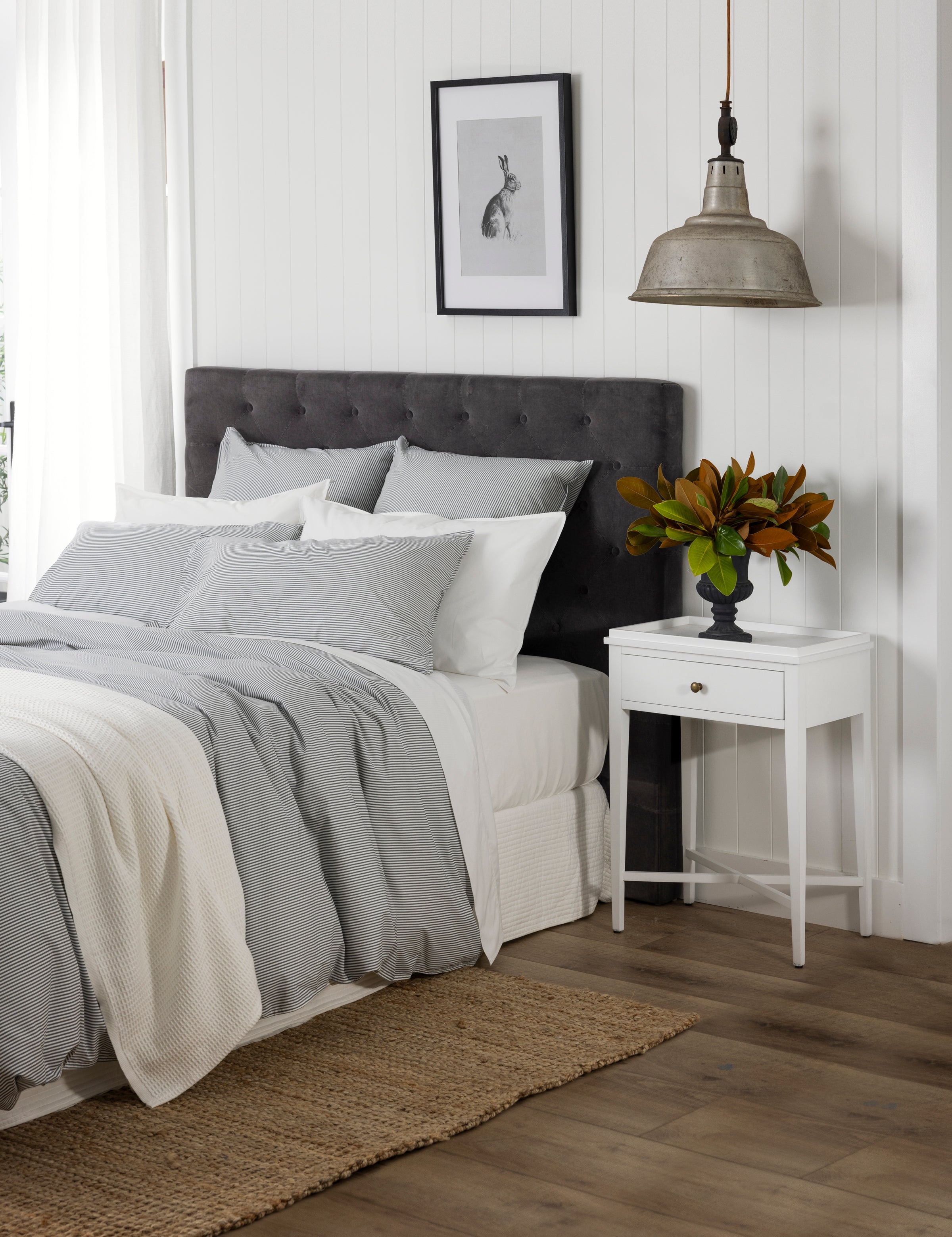 Purity Organic Cotton Duvet Cover Set | Charcoal Stripe-5