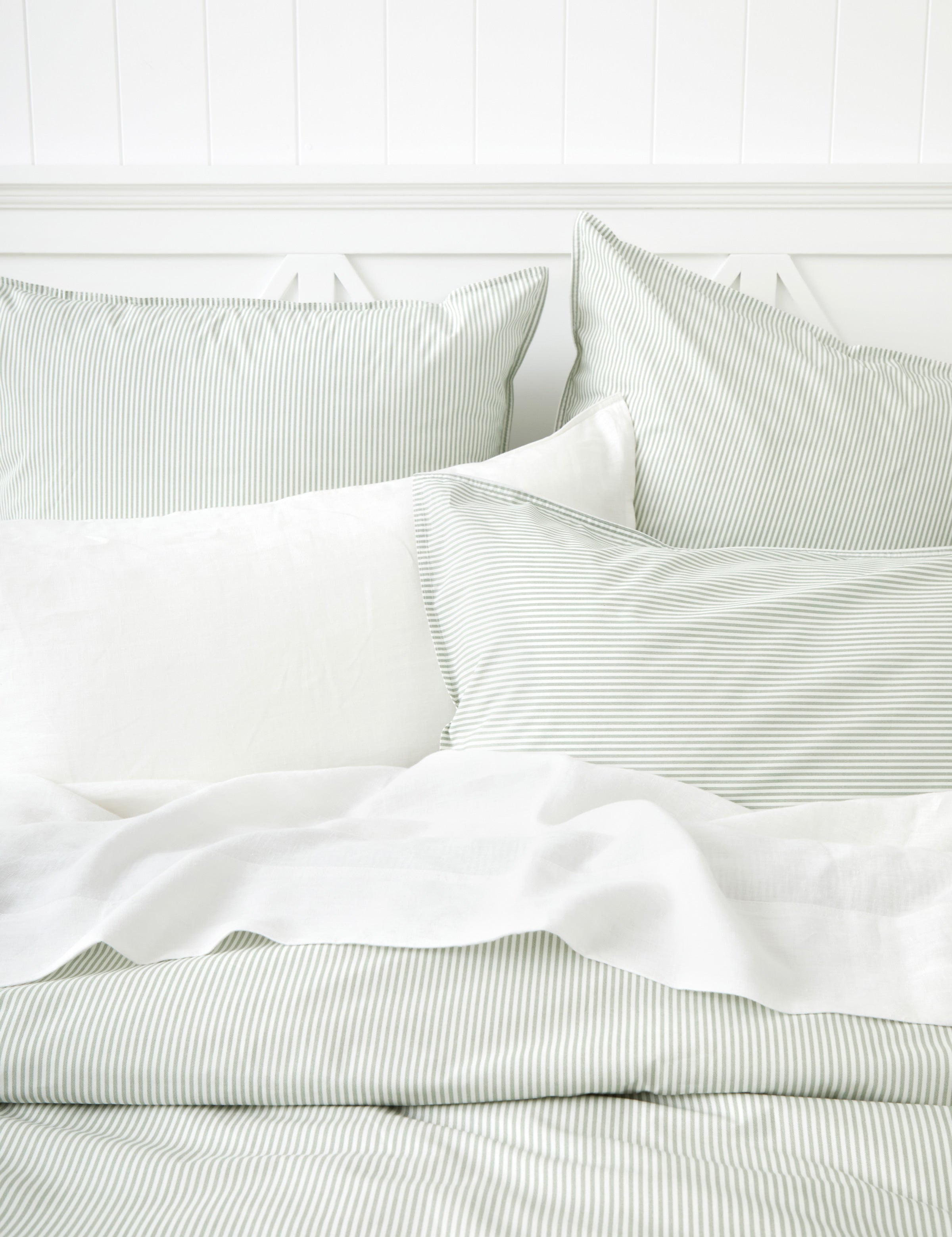 Purity Organic Cotton Duvet Cover Set | Green Stripe-2