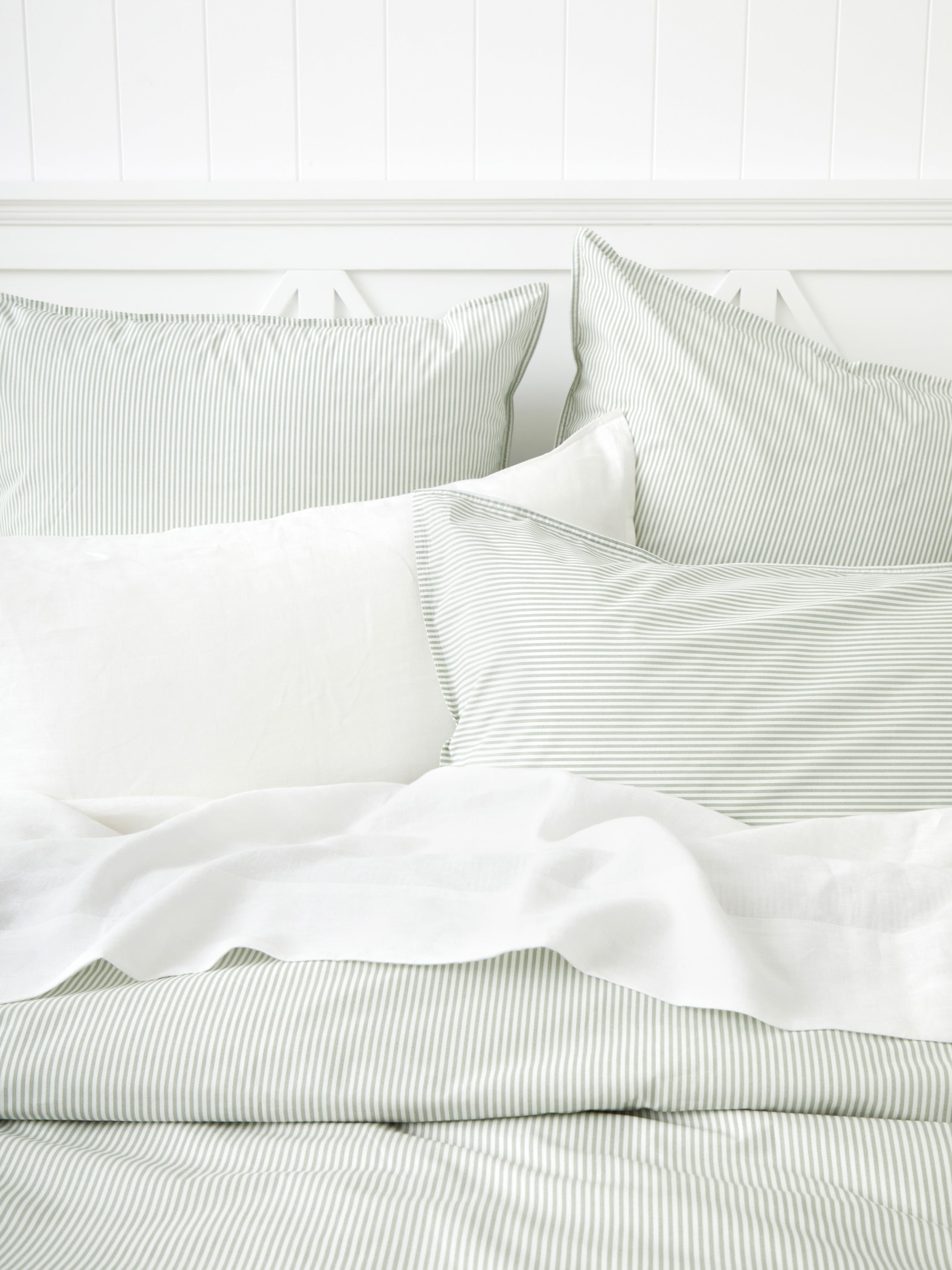 Purity Organic Cotton Duvet Cover Set | Green Stripe-2