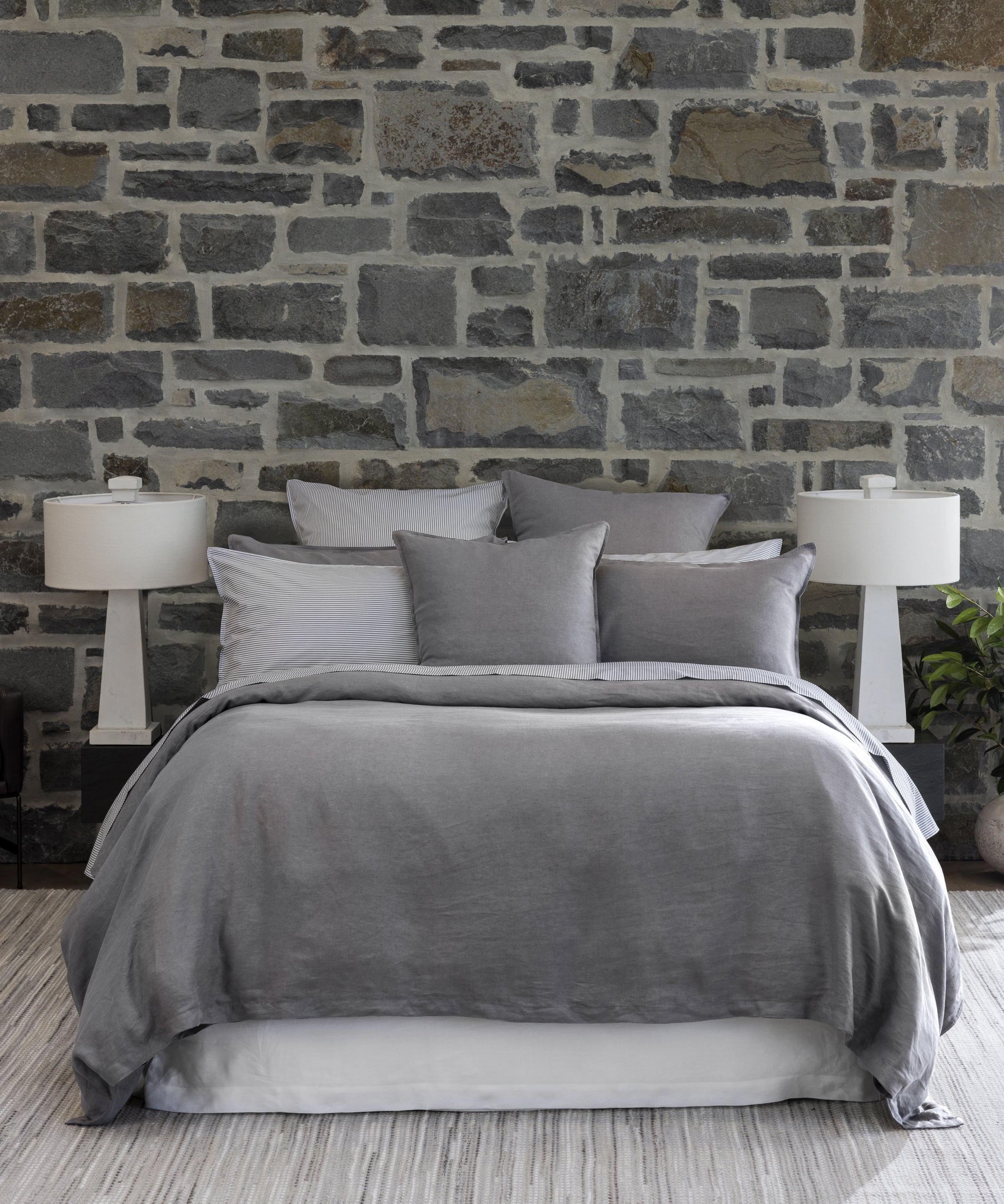 Purity Organic Cotton European Pillowcase | Charcoal Stripe-4