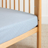Purity Organic Cotton Fitted Cot Sheet | Blue Stripe-1
