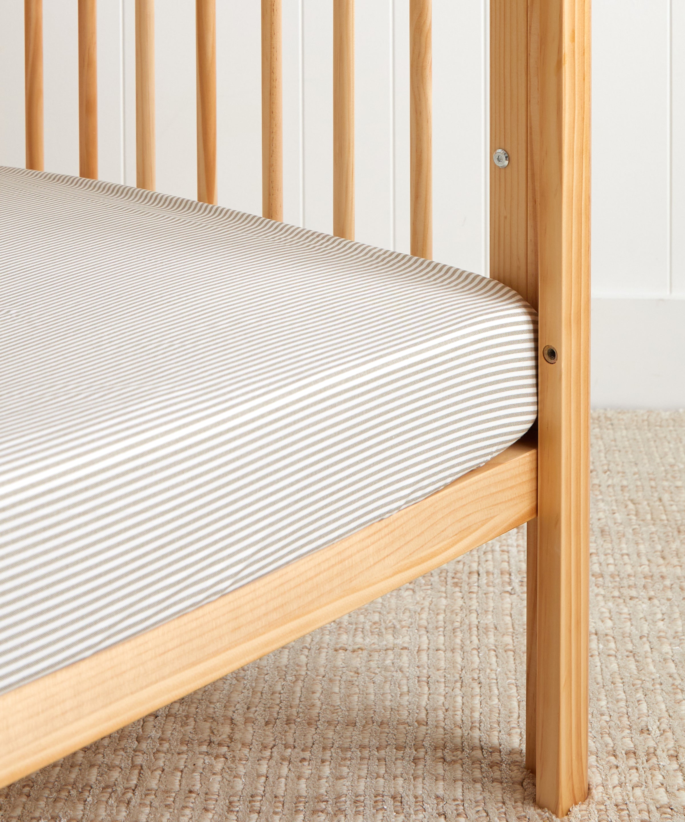 Purity Organic Cotton Fitted Cot Sheet | Natural Stripe-1
