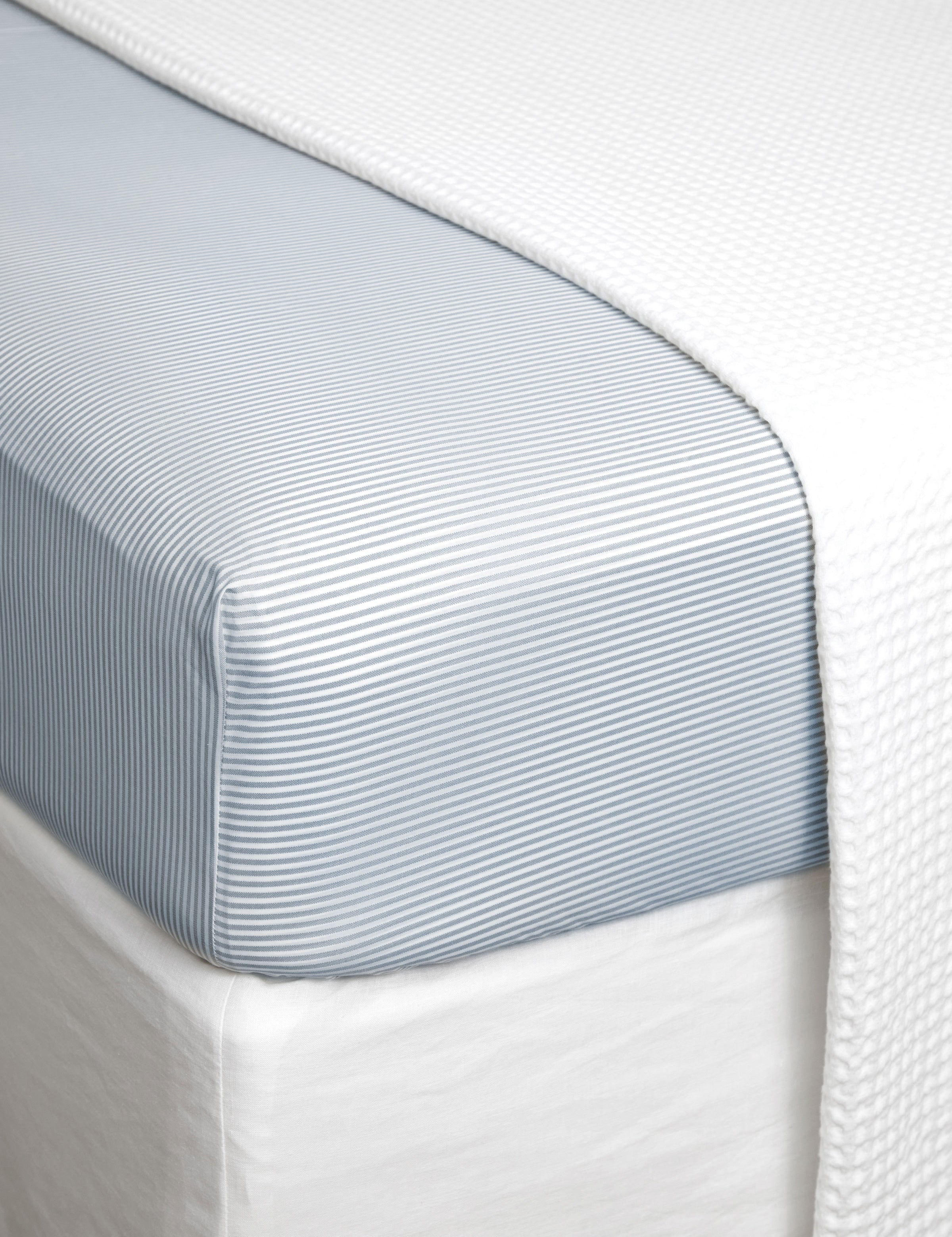 Purity Organic Cotton Fitted Sheet | Blue Stripe-1