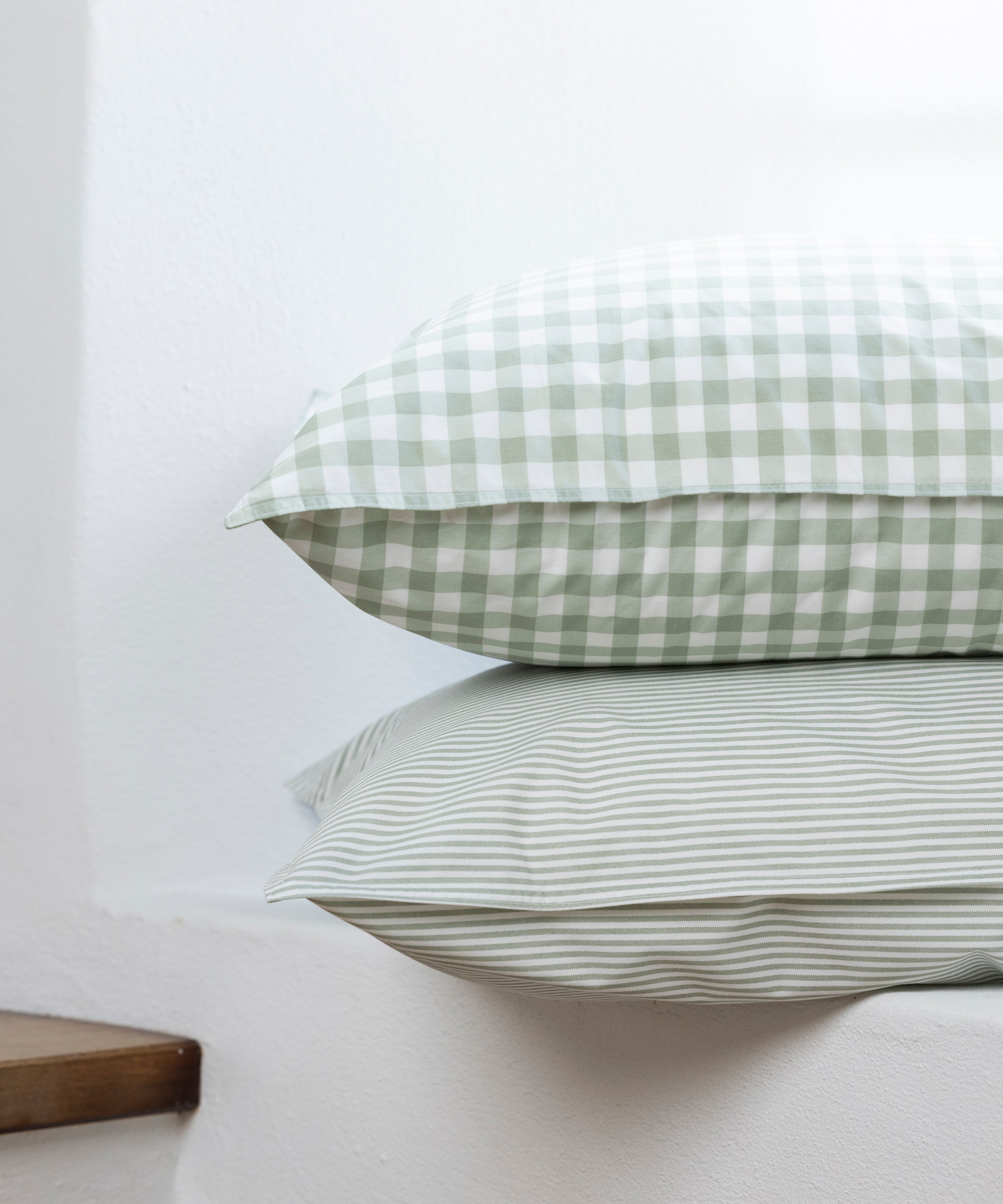 Purity Organic Cotton Gingham European Pillowcase | Green-2