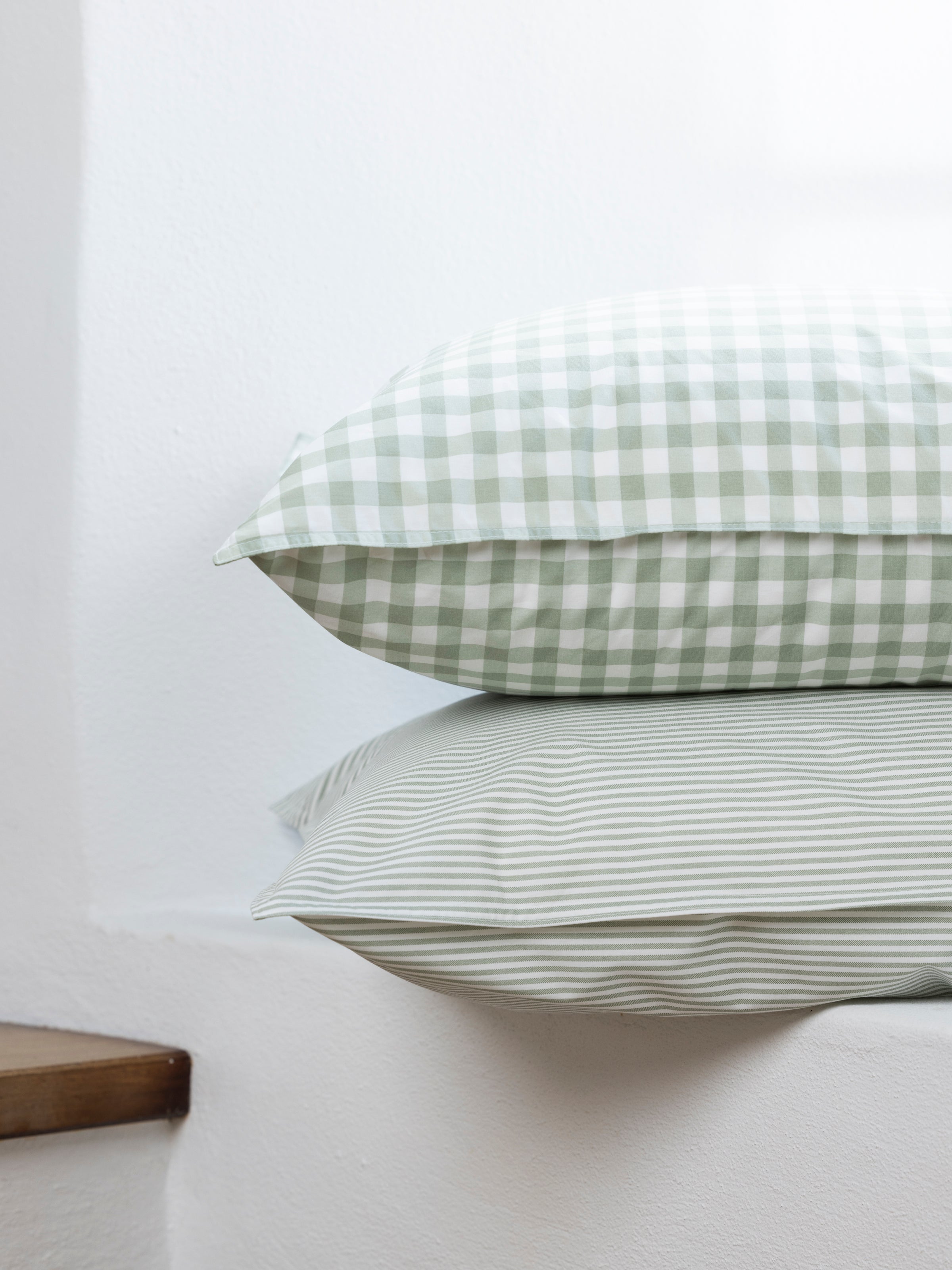 Purity Organic Cotton Gingham European Pillowcase | Green-2
