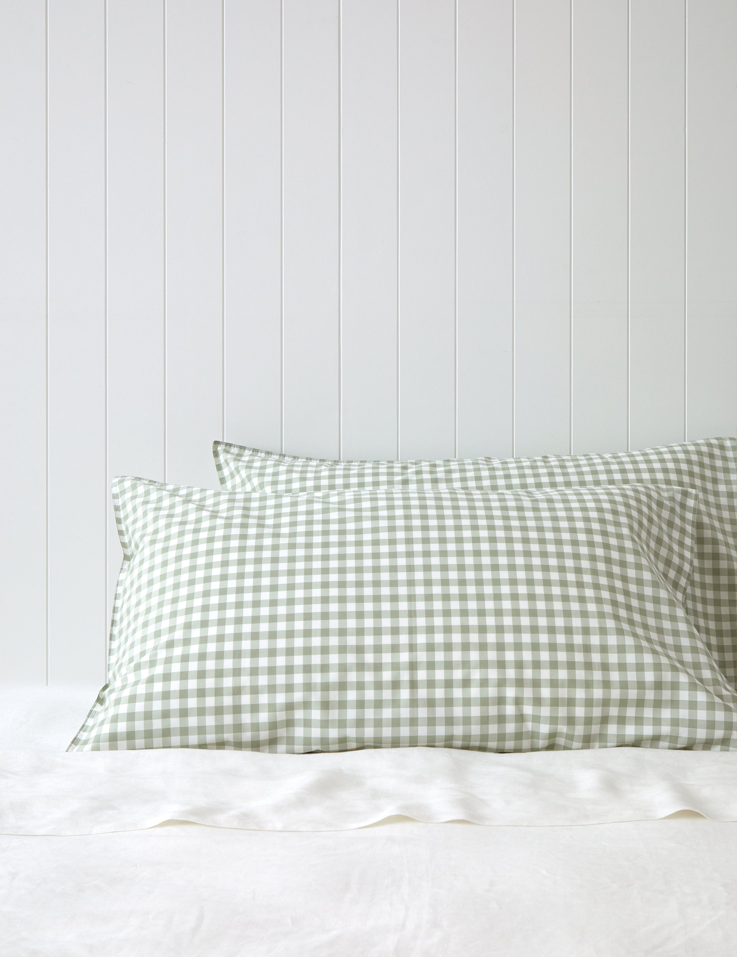 Purity Organic Cotton Gingham Lodge Pillowcase Set | Green-1