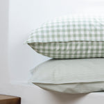 Purity Organic Cotton Gingham Lodge Pillowcase Set | Green-2