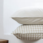 Purity Organic Cotton Gingham Lodge Pillowcase Set | Natural-2