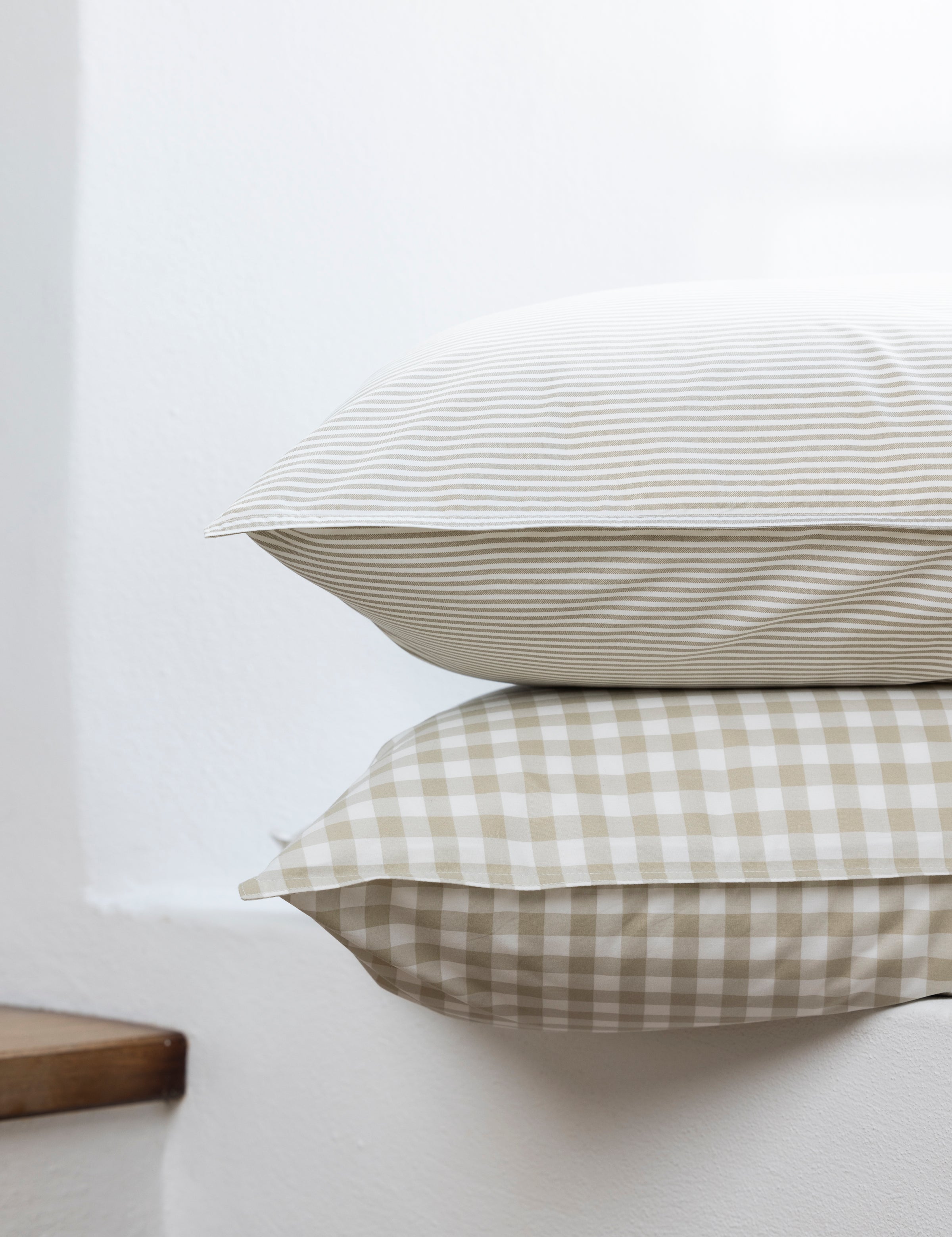 Purity Organic Cotton Gingham Lodge Pillowcase Set | Natural-2
