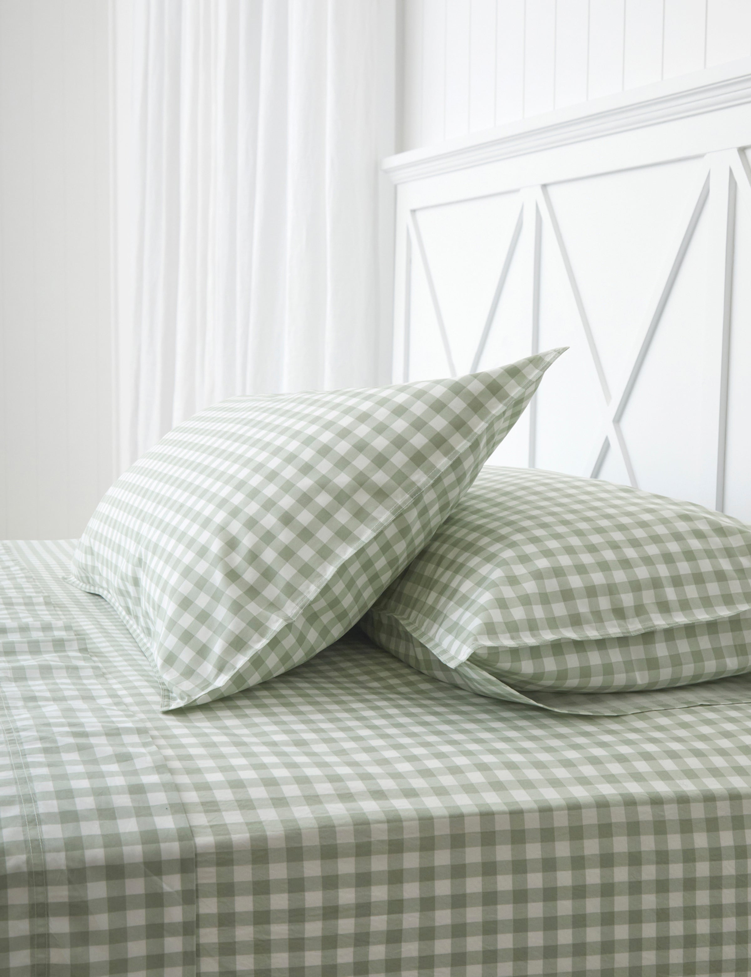 Purity Organic Cotton Gingham Sheet Set | Green-1