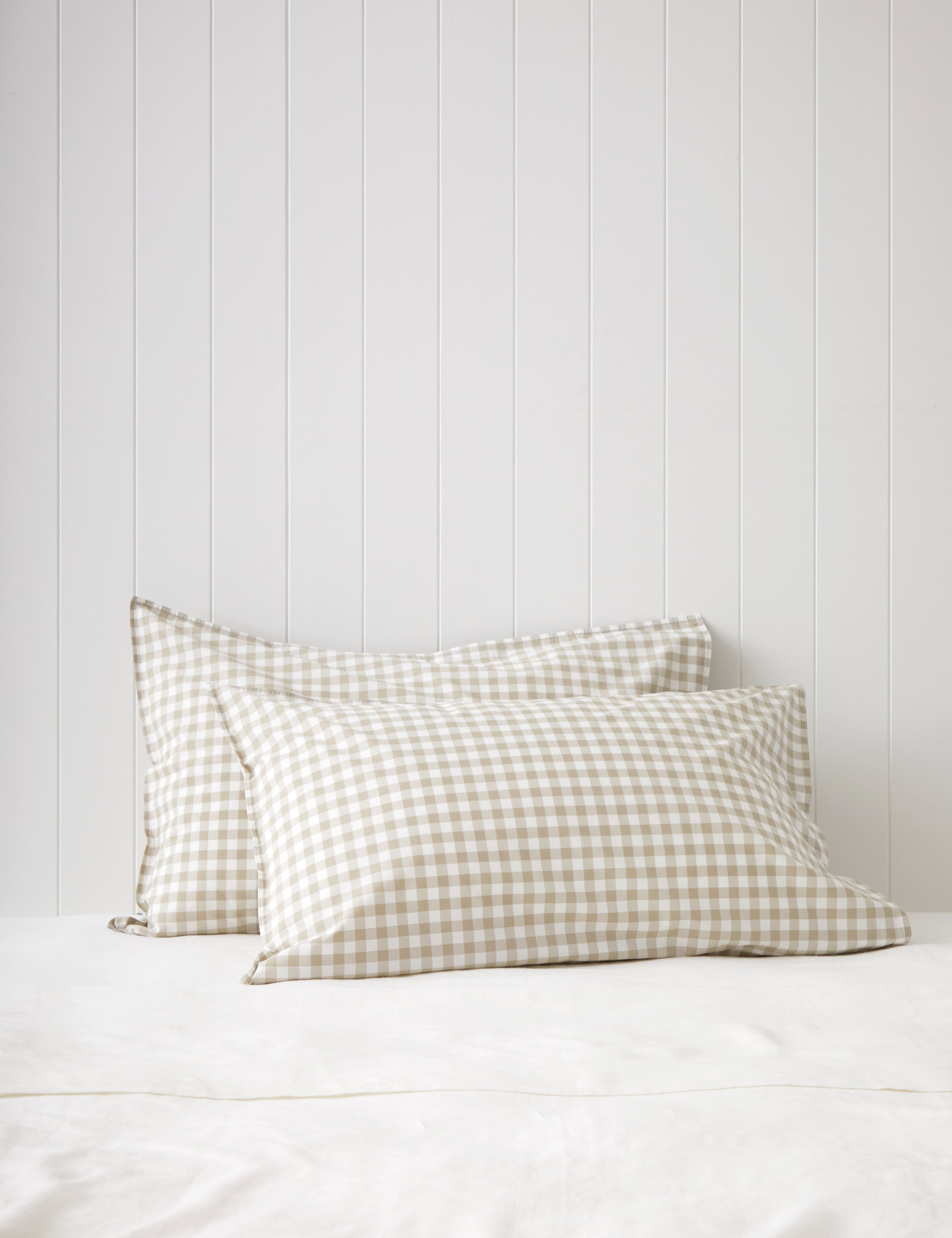 Purity Organic Cotton Gingham Standard Pillowcase Set | Natural-1