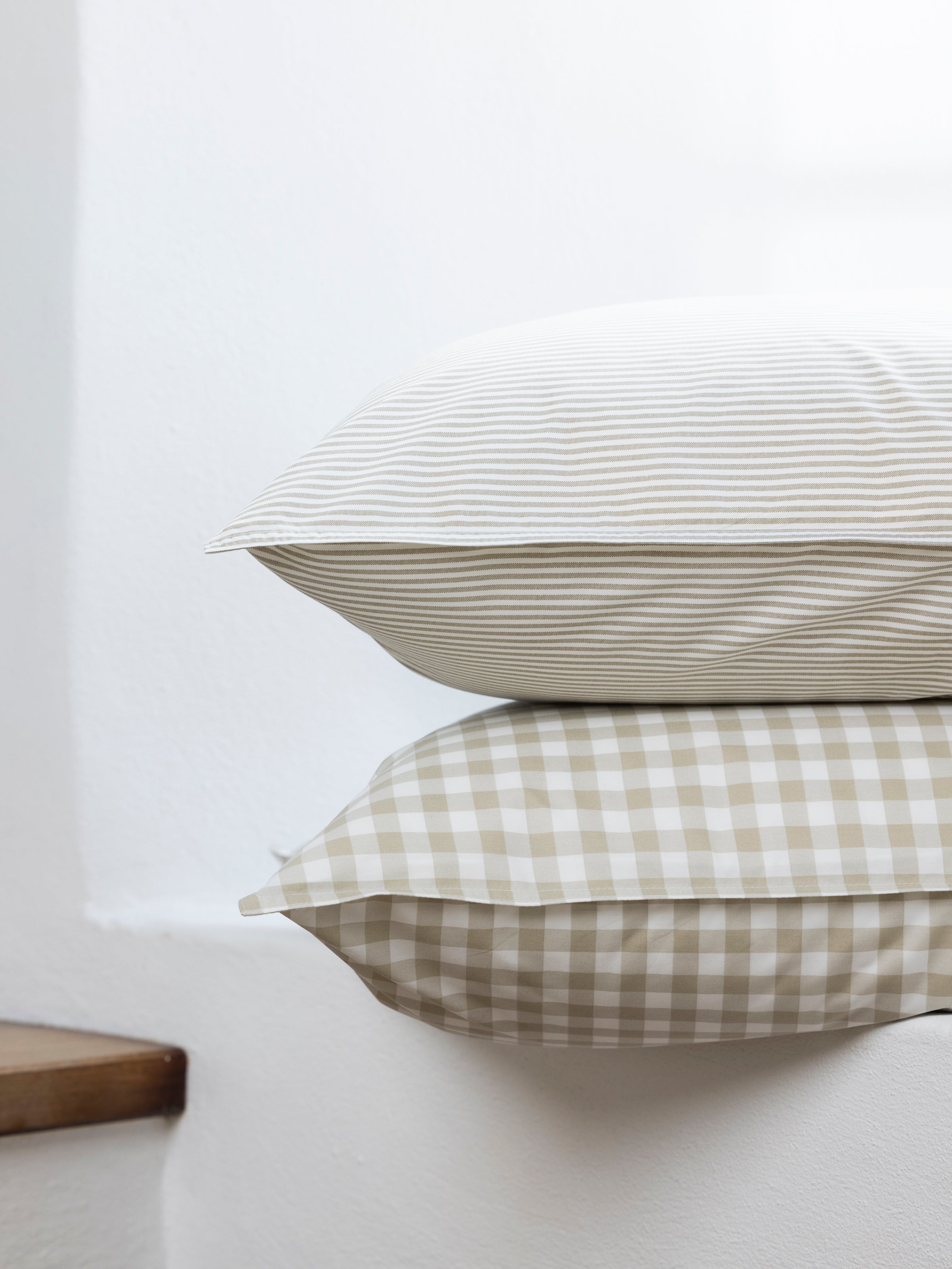 Purity Organic Cotton Gingham Standard Pillowcase Set | Natural-2