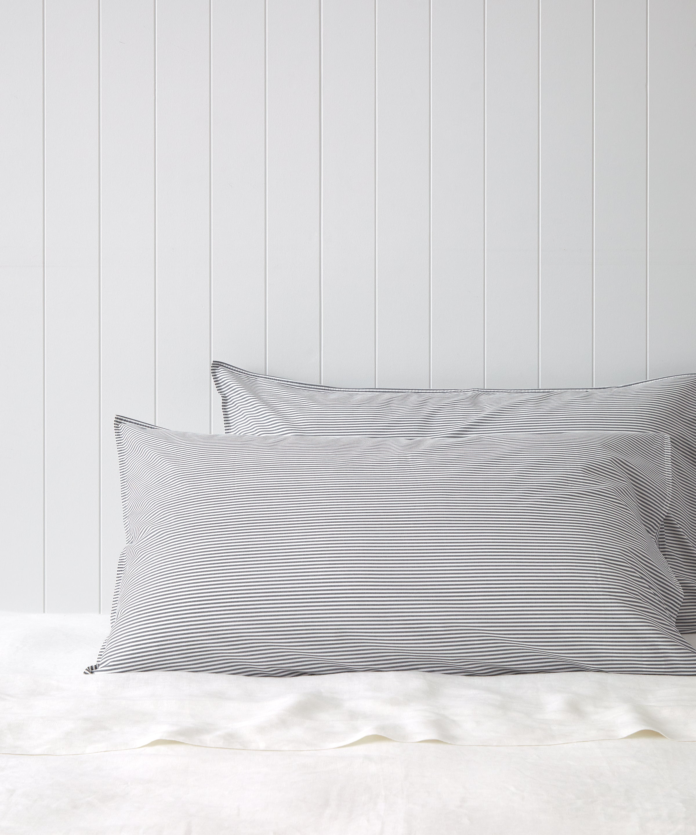 Purity Organic Cotton Lodge Pillowcase Set | Charcoal Stripe-1