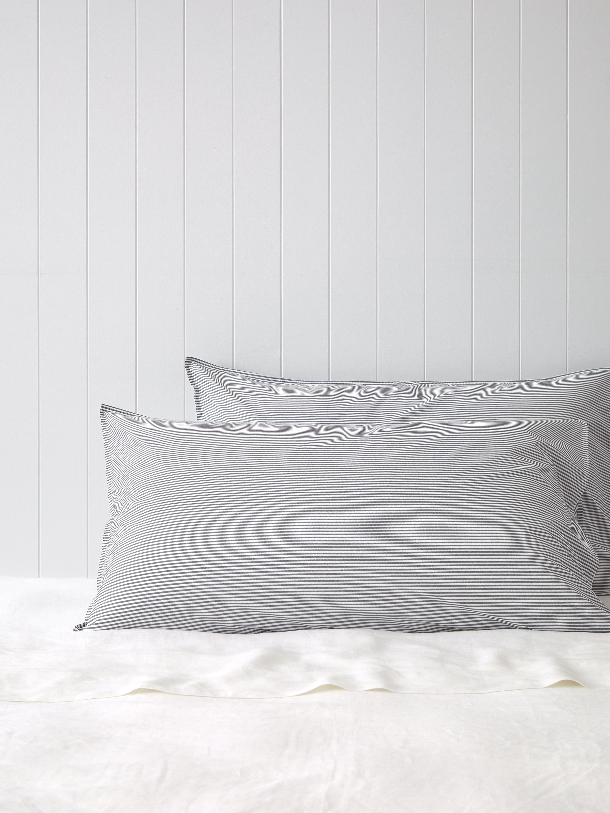 Purity Organic Cotton Lodge Pillowcase Set | Charcoal Stripe-1