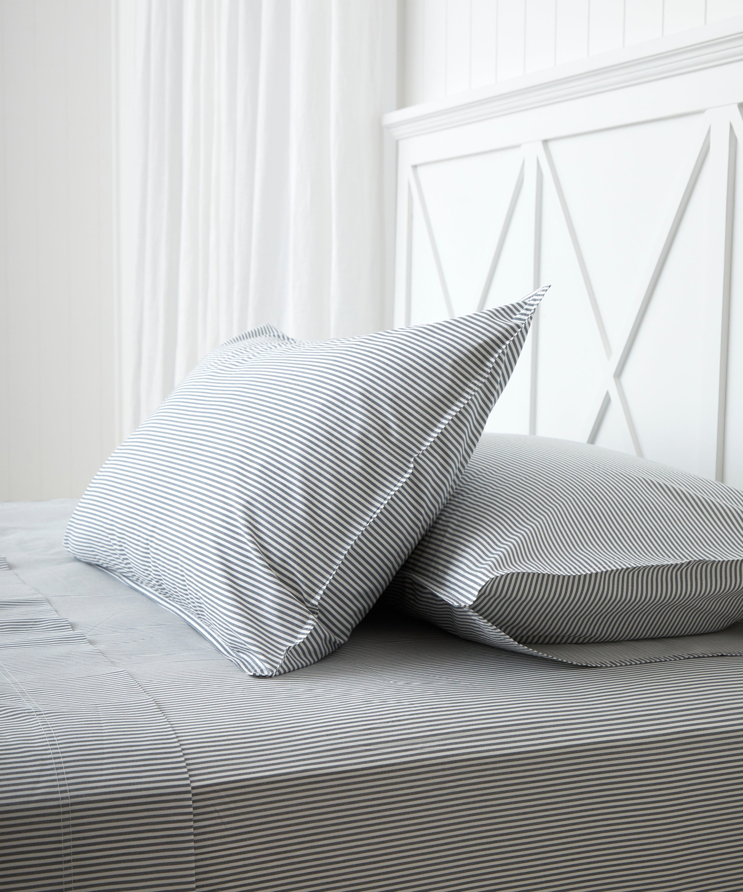 Purity Organic Cotton Sheet Set | Charcoal Stripe-1