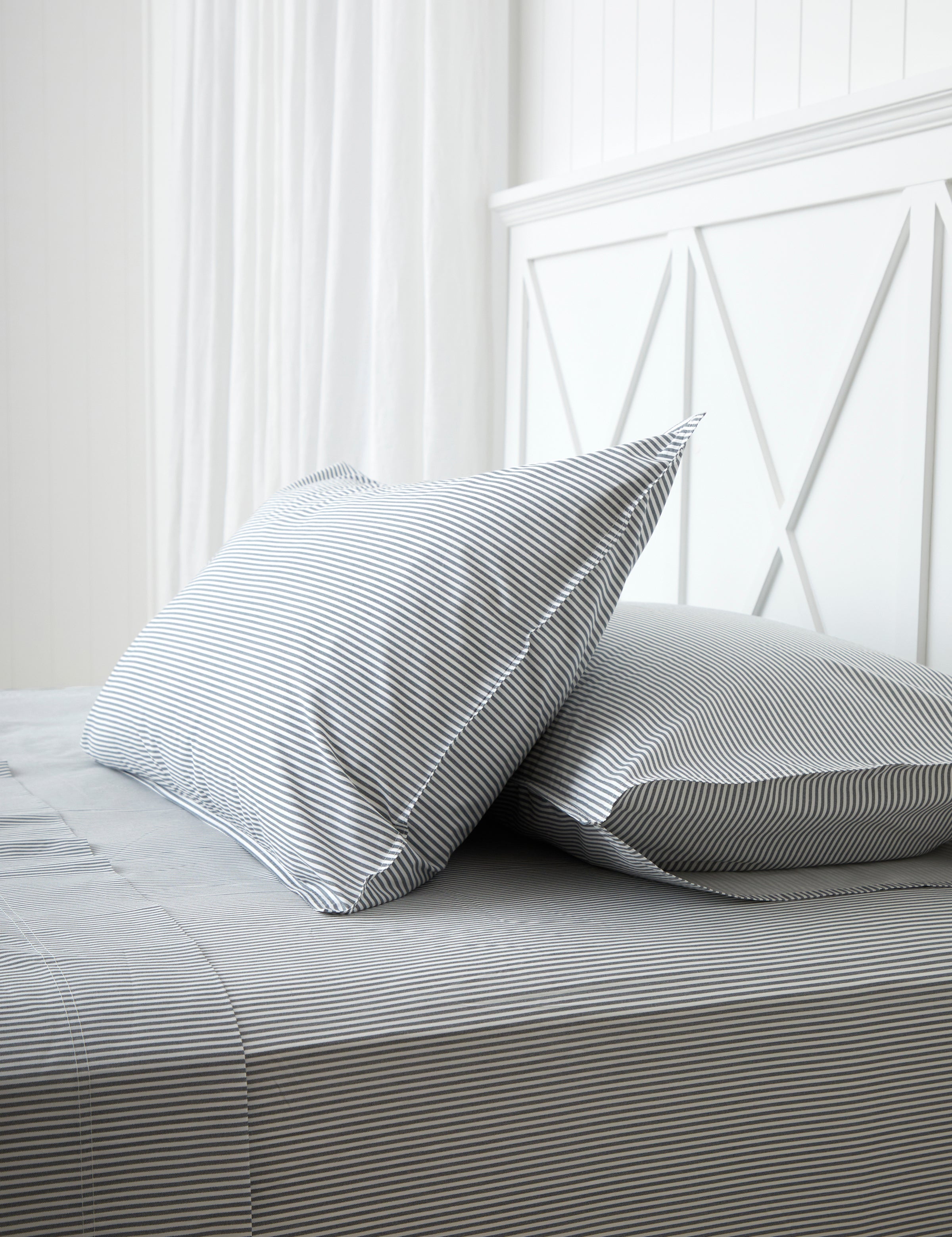 Purity Organic Cotton Sheet Set | Charcoal Stripe-1