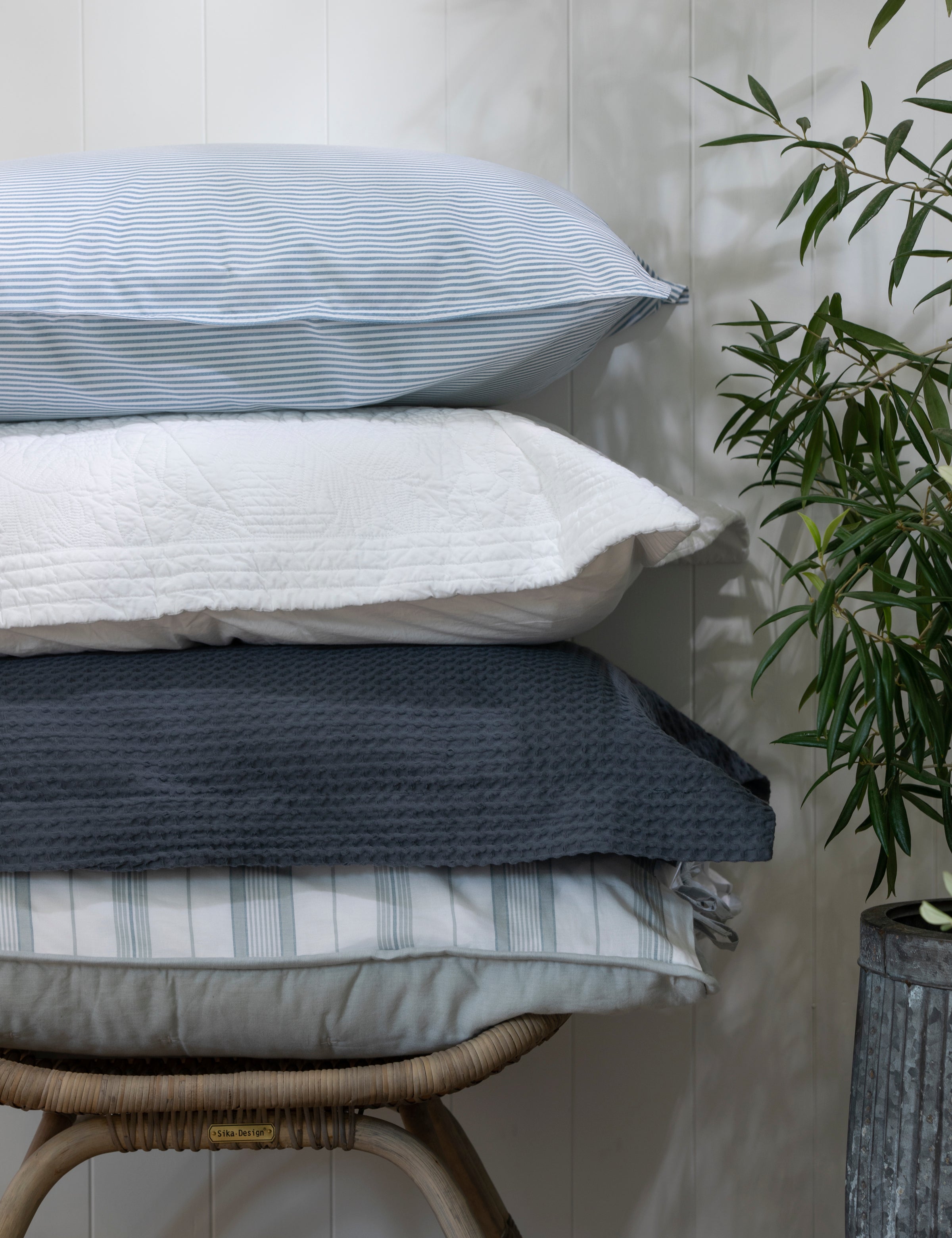 Purity Organic Cotton Standard Pillowcase Set | Blue Stripe-3