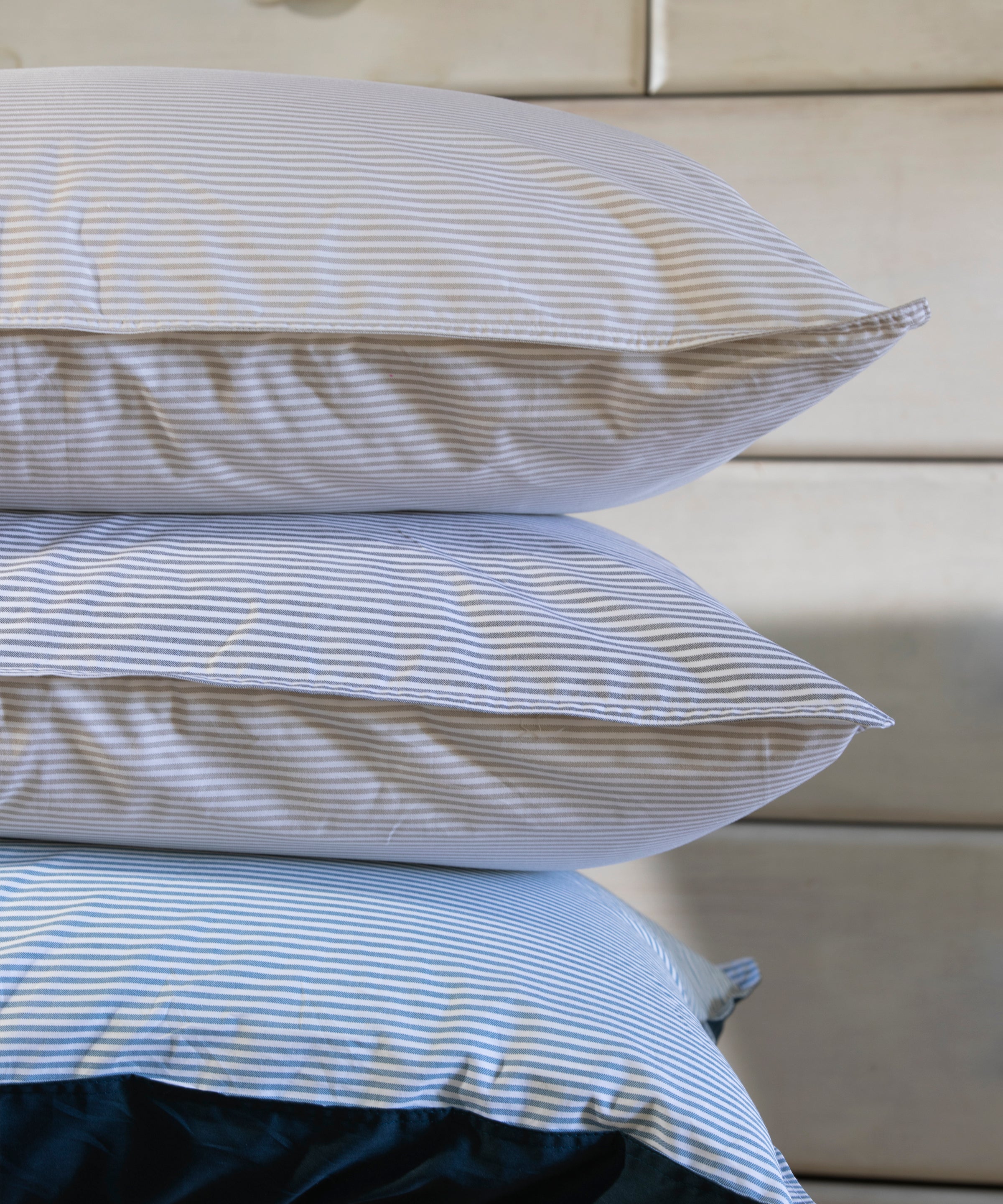 Purity Organic Cotton Standard Pillowcase Set | Charcoal Stripe-3