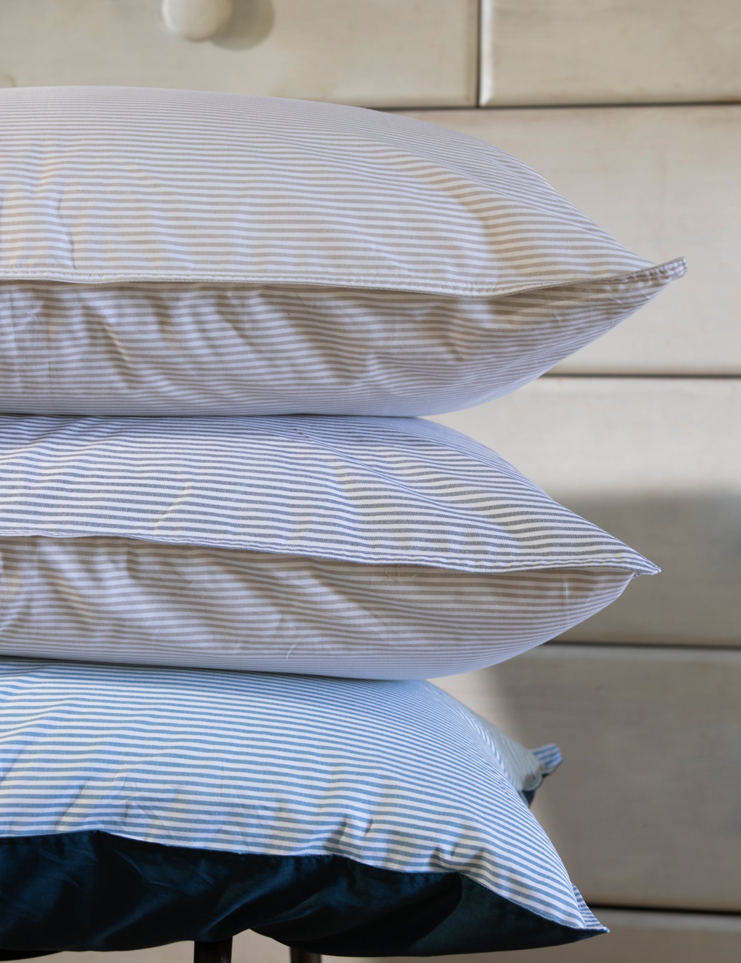 Purity Organic Cotton Standard Pillowcase Set | Charcoal Stripe-3