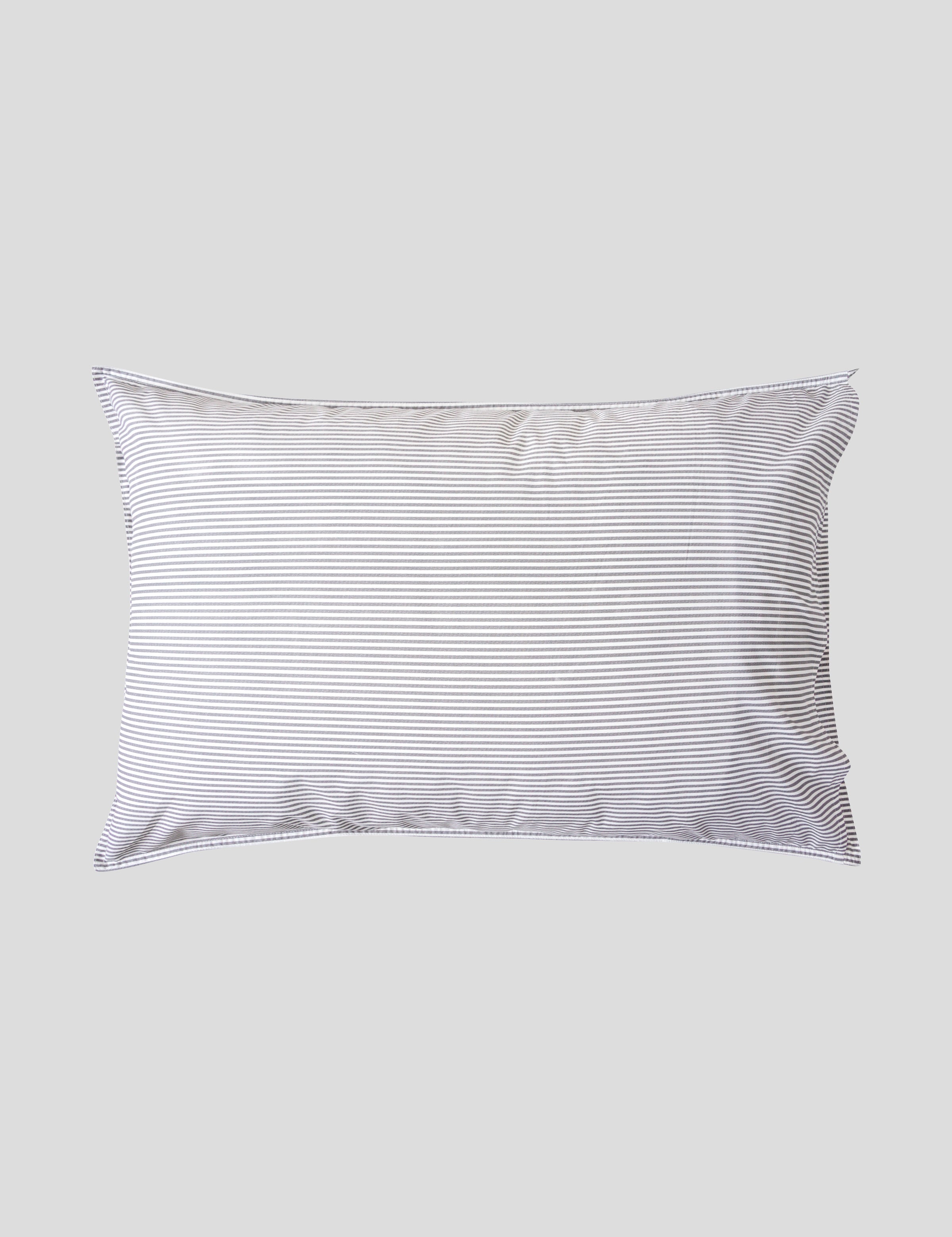 Purity Organic Cotton Standard Pillowcase Set | Charcoal Stripe-4