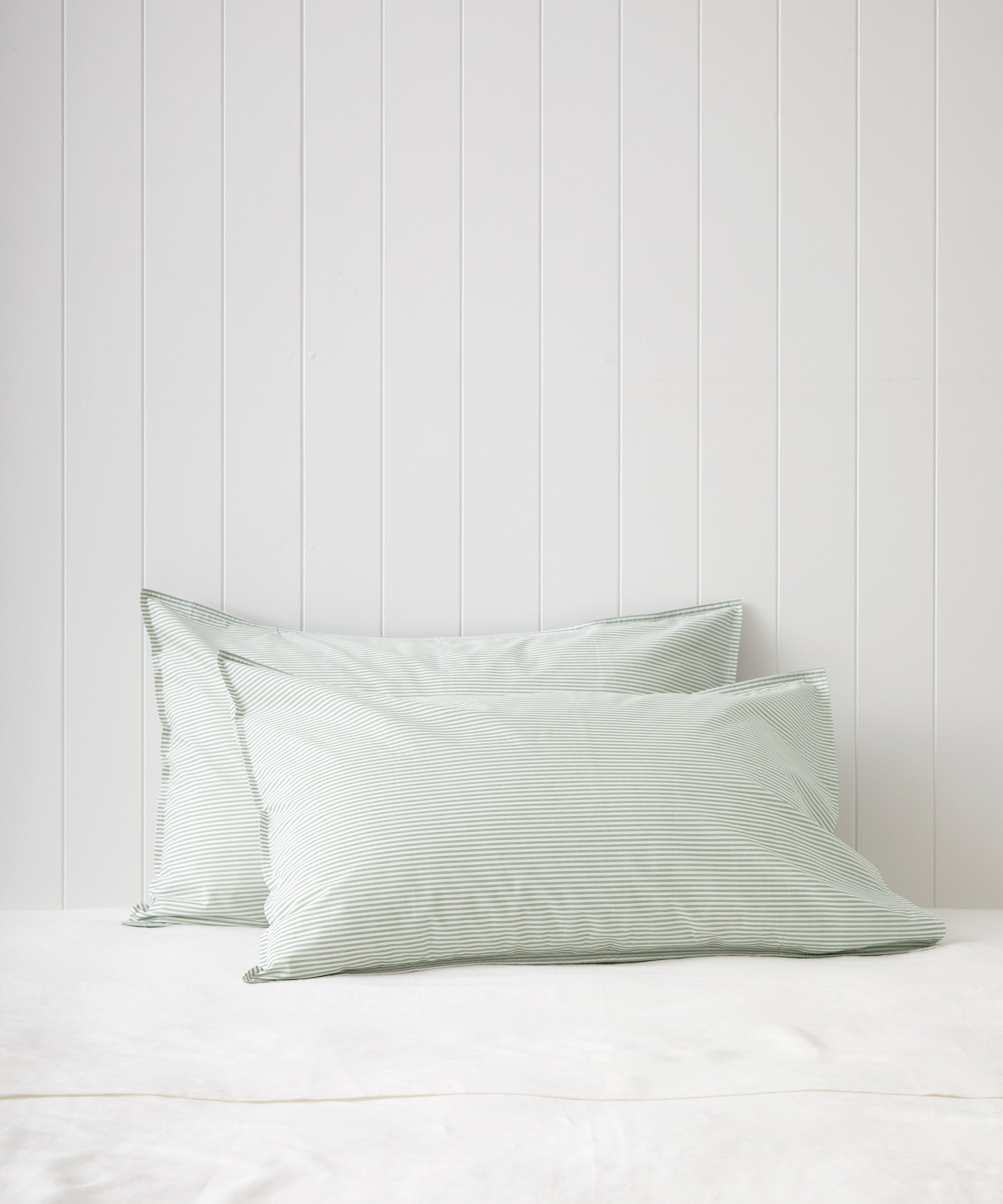 Purity Organic Cotton Standard Pillowcase Set | Green Stripe-1