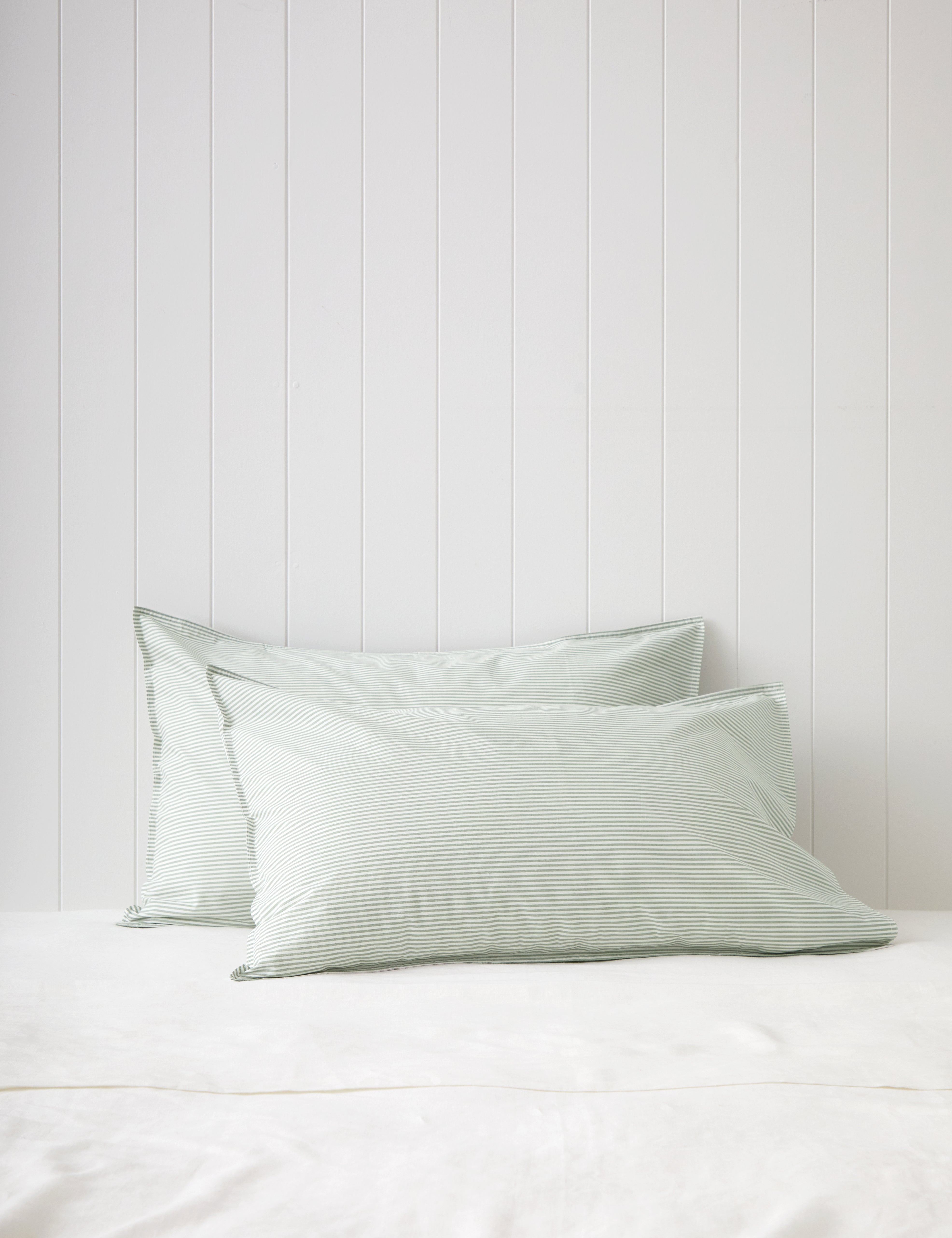 Purity Organic Cotton Standard Pillowcase Set | Green Stripe-1