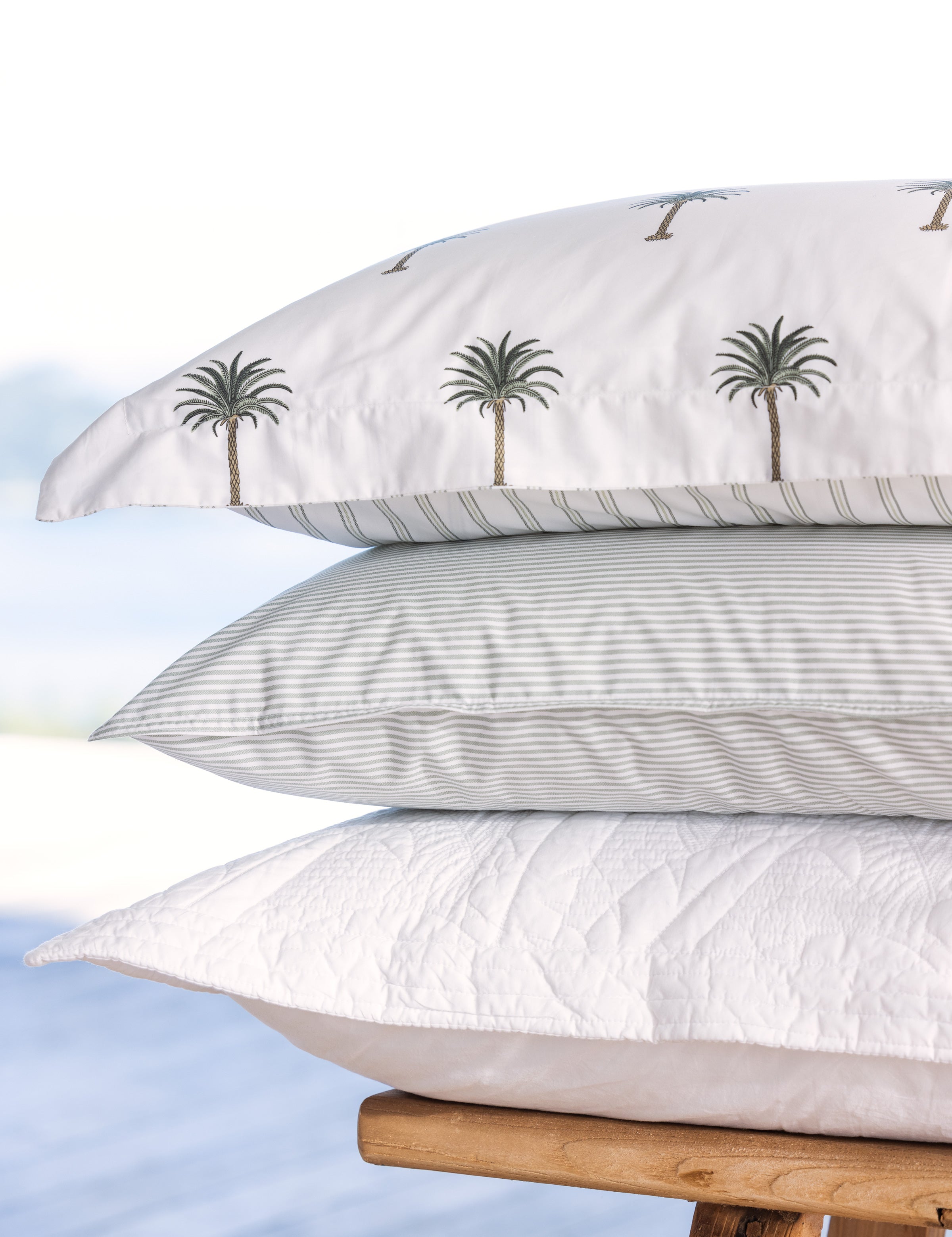 Purity Organic Cotton Standard Pillowcase Set | Green Stripe-2