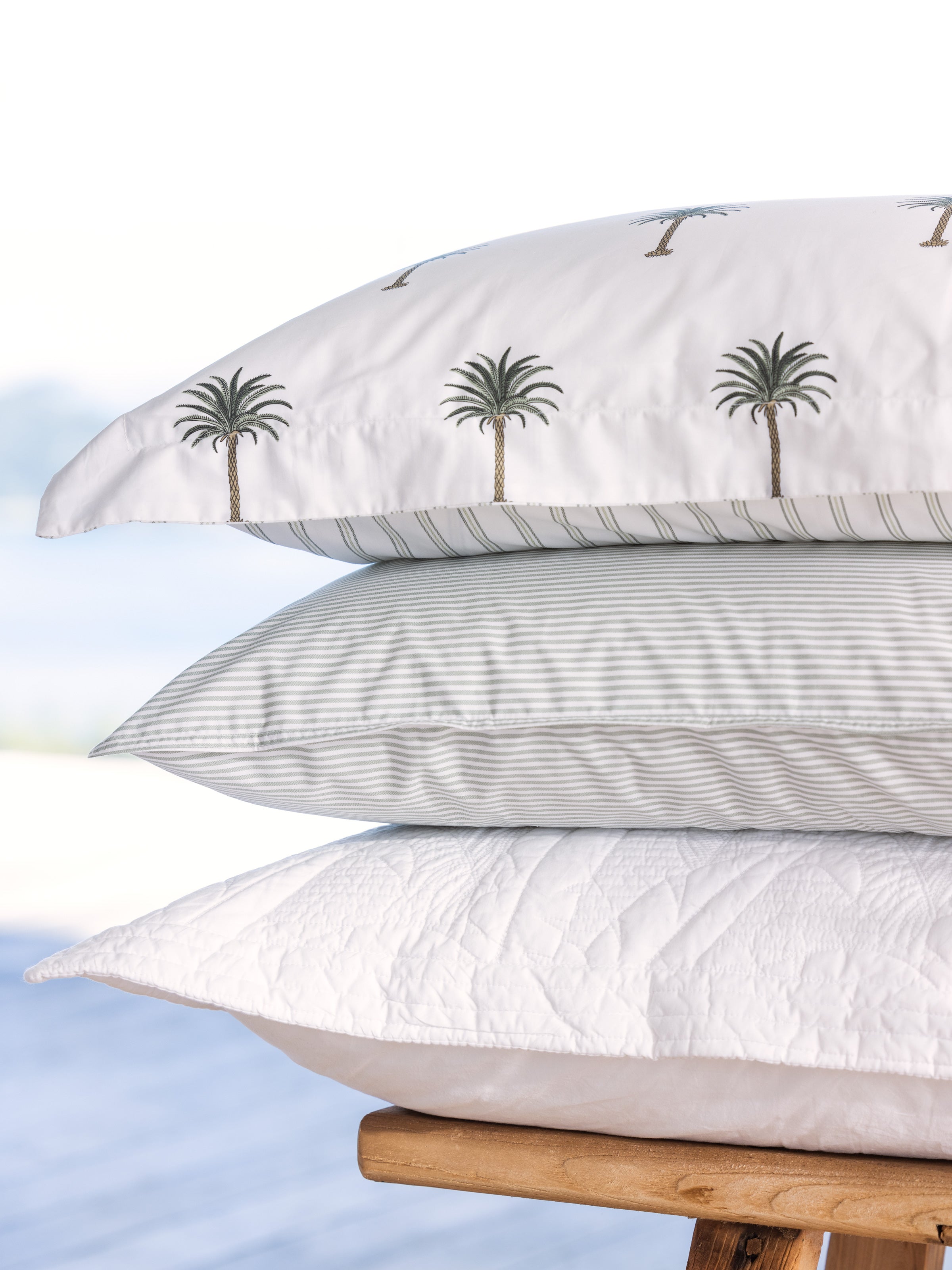 Purity Organic Cotton Standard Pillowcase Set | Green Stripe-2