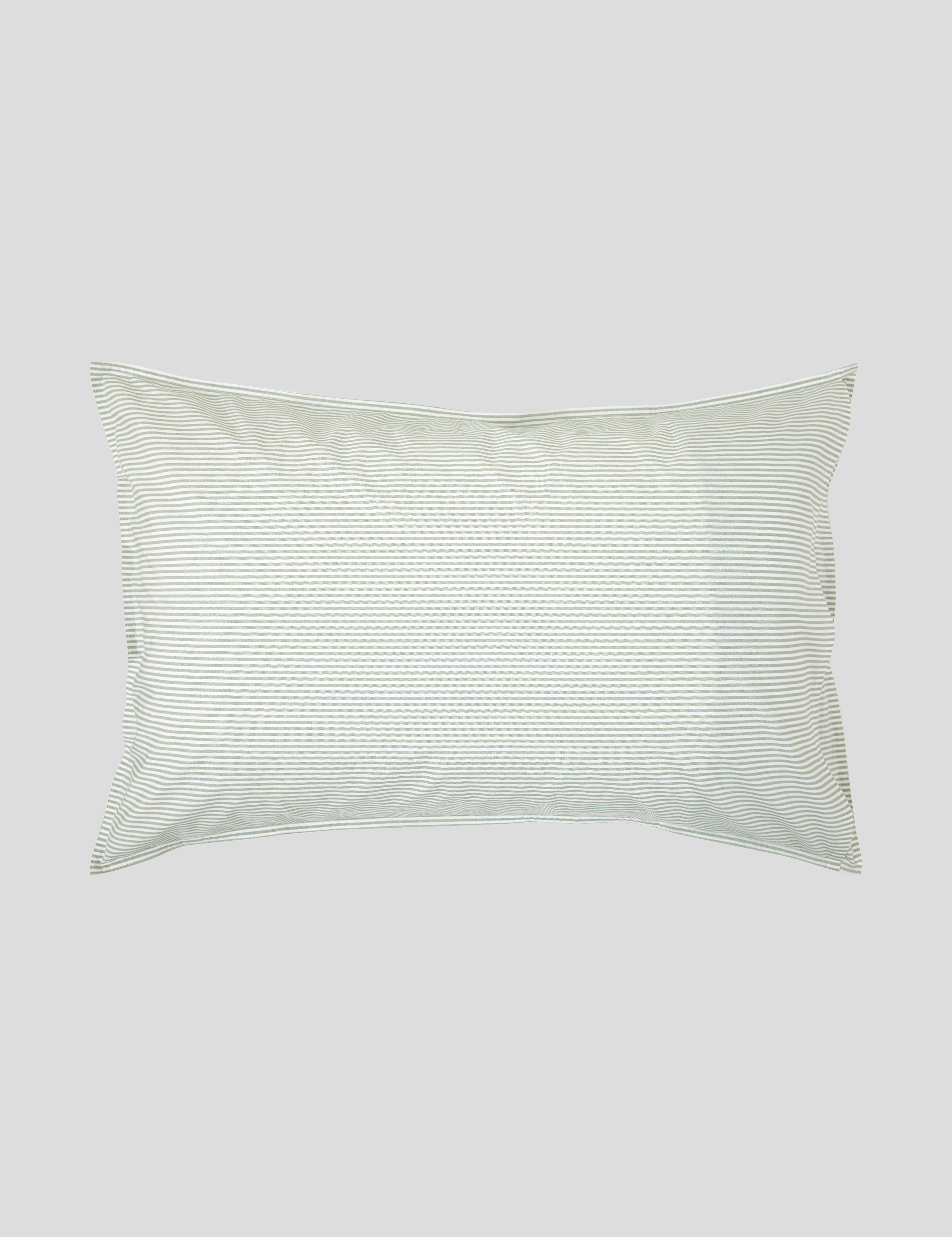 Purity Organic Cotton Standard Pillowcase Set | Green Stripe-3
