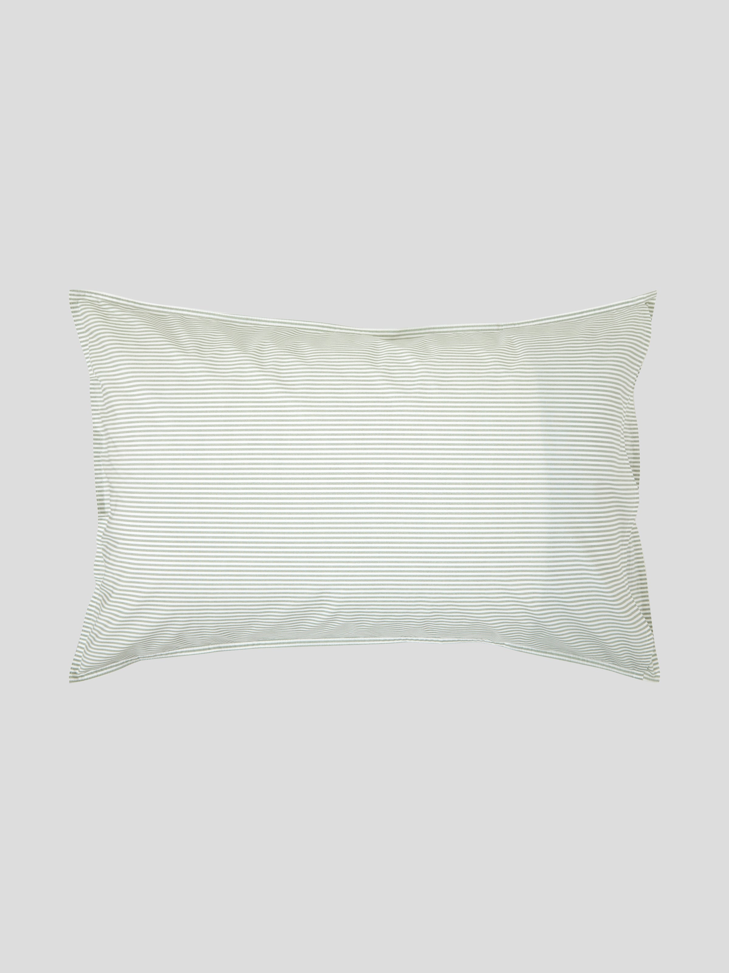 Purity Organic Cotton Standard Pillowcase Set | Green Stripe-3